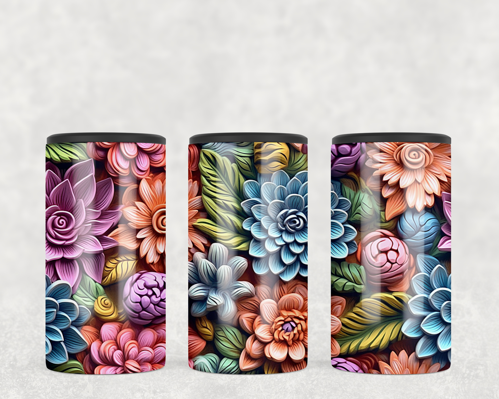 3D Flowers 4 in  1 Can Cooler