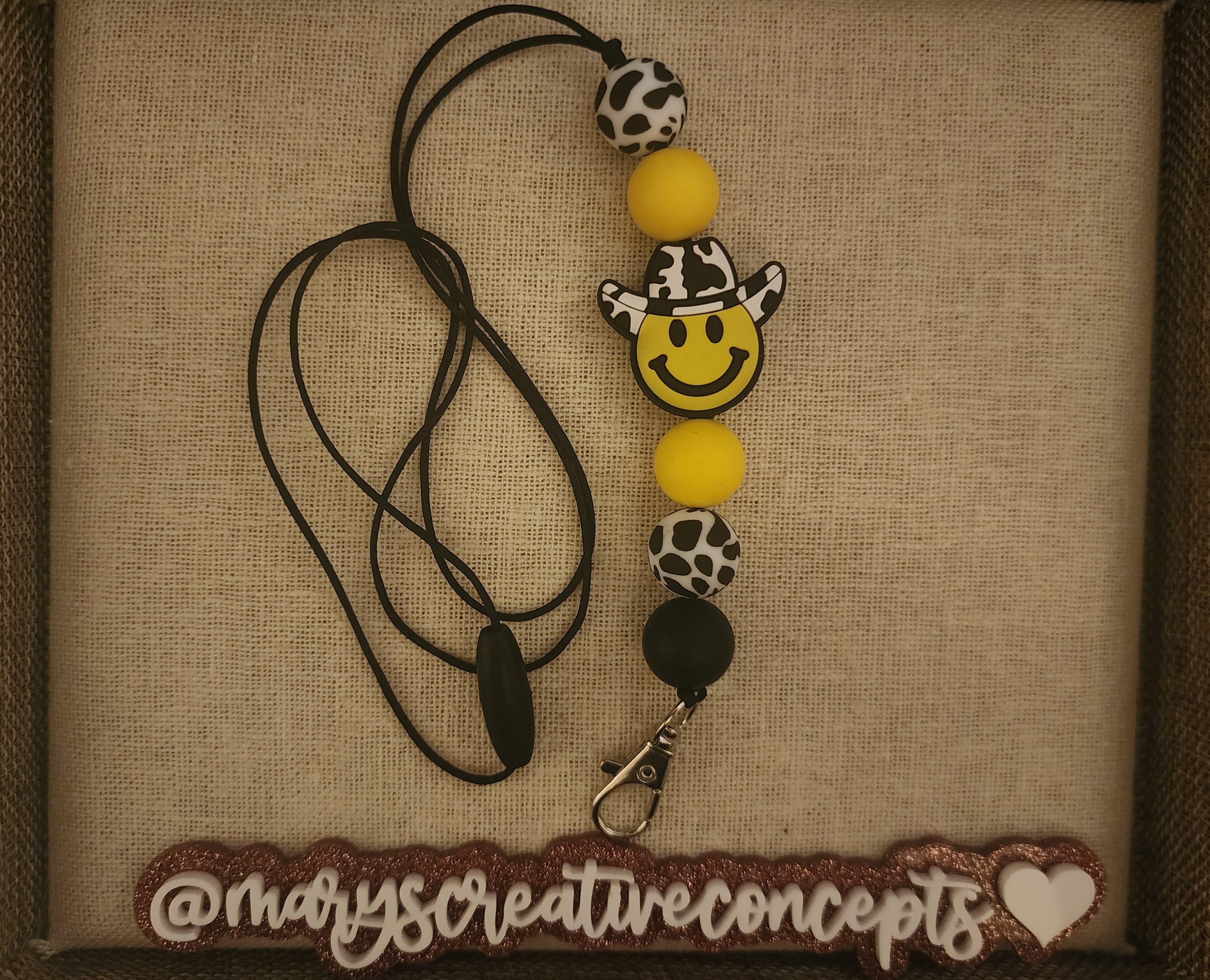 Smiley face w/ Cowboy hat Silicone Lanyard