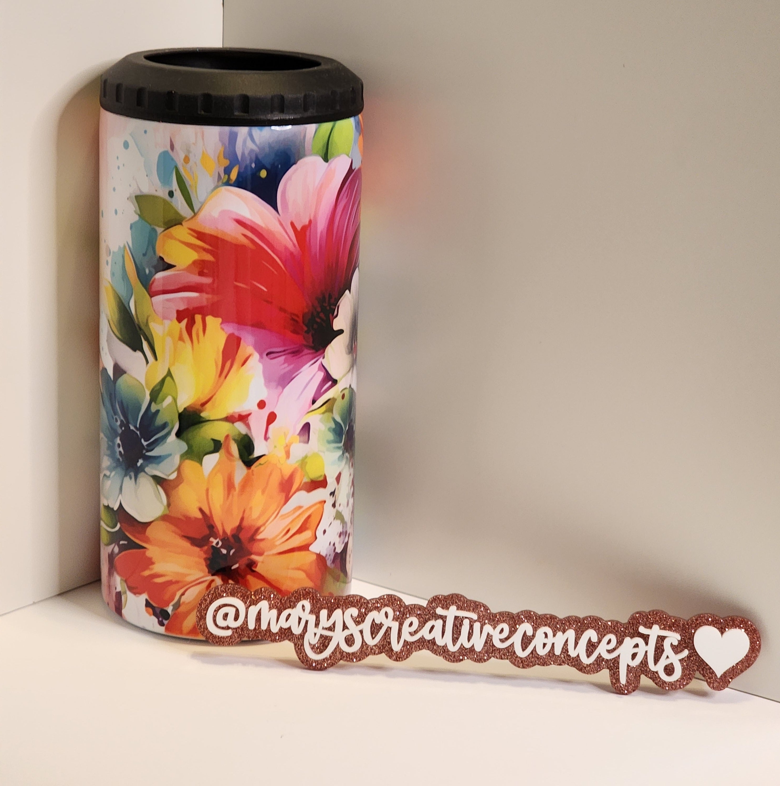 Bright Flowers 4 in 1 Can Cooler Tumbler