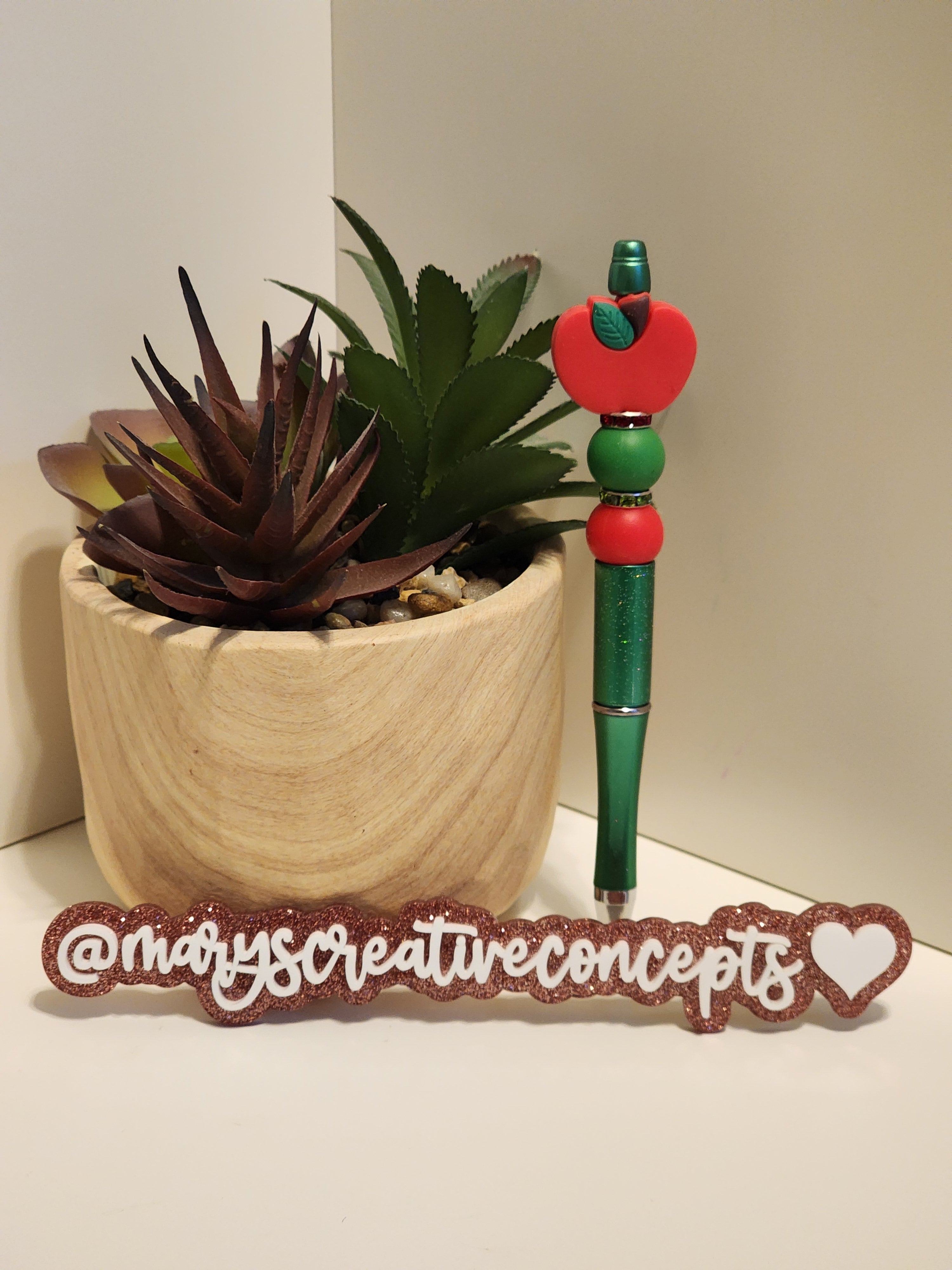 Red apple with green Silicone Pen