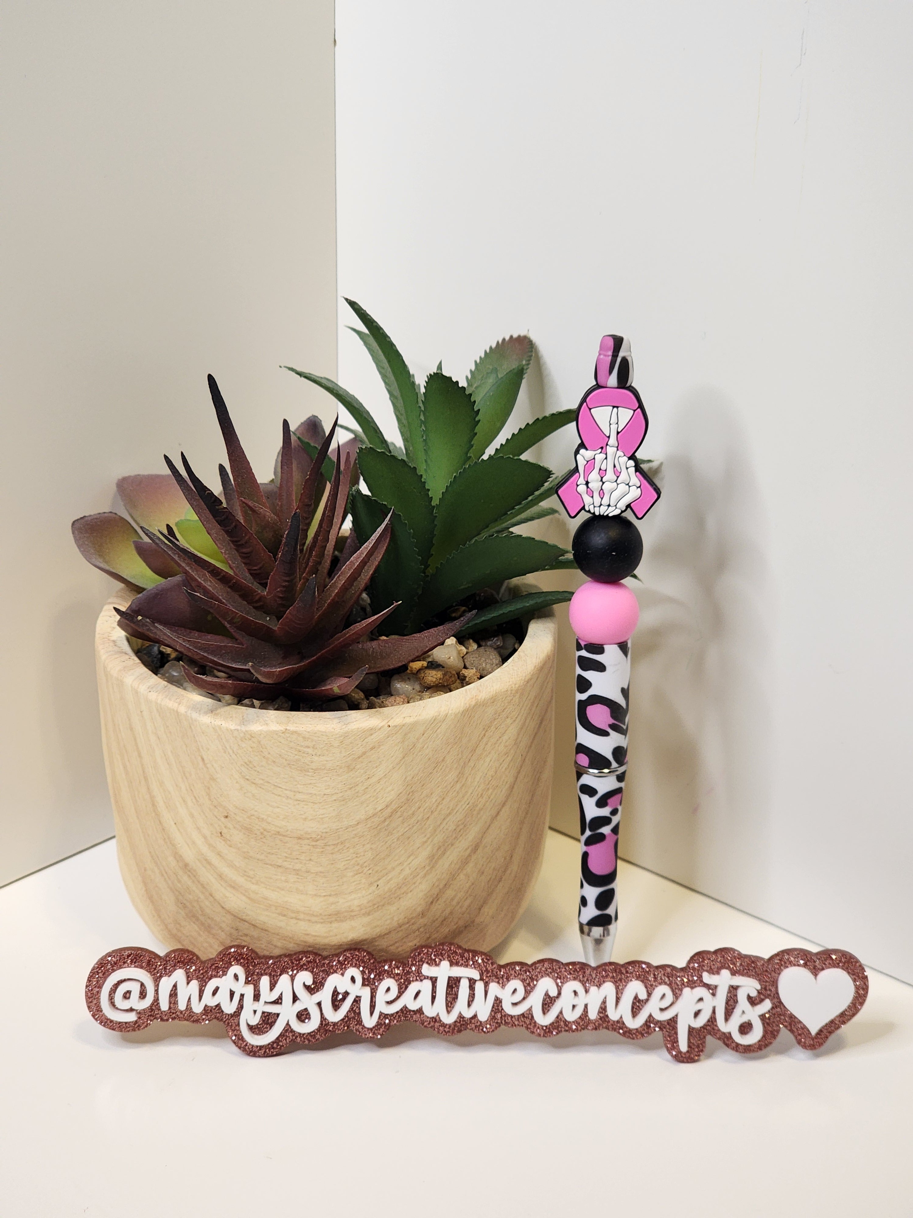 Pink Ribbon w/ Middle Finger Silicone Pen