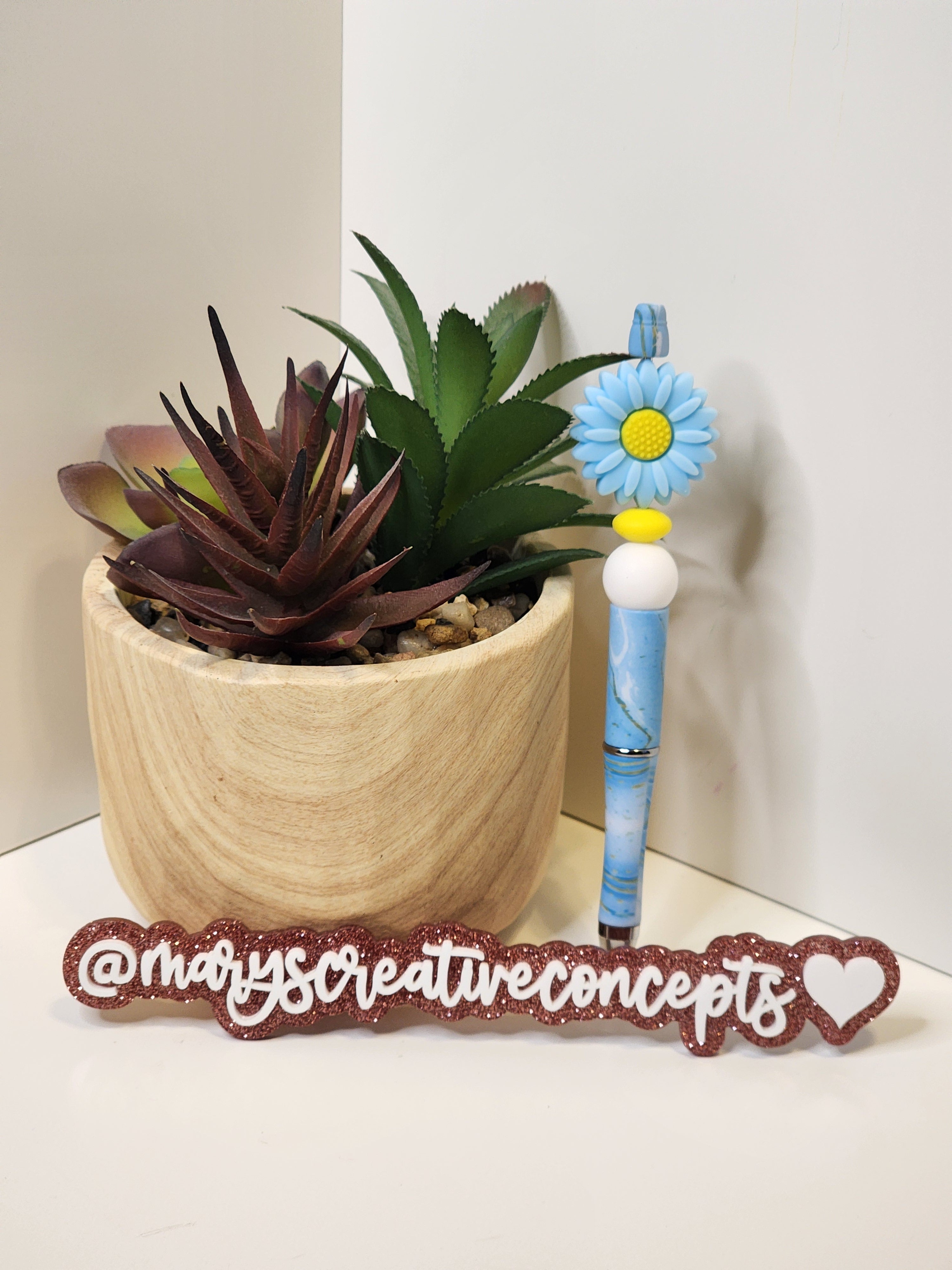 Blue Flower/yellow Silicone Pen