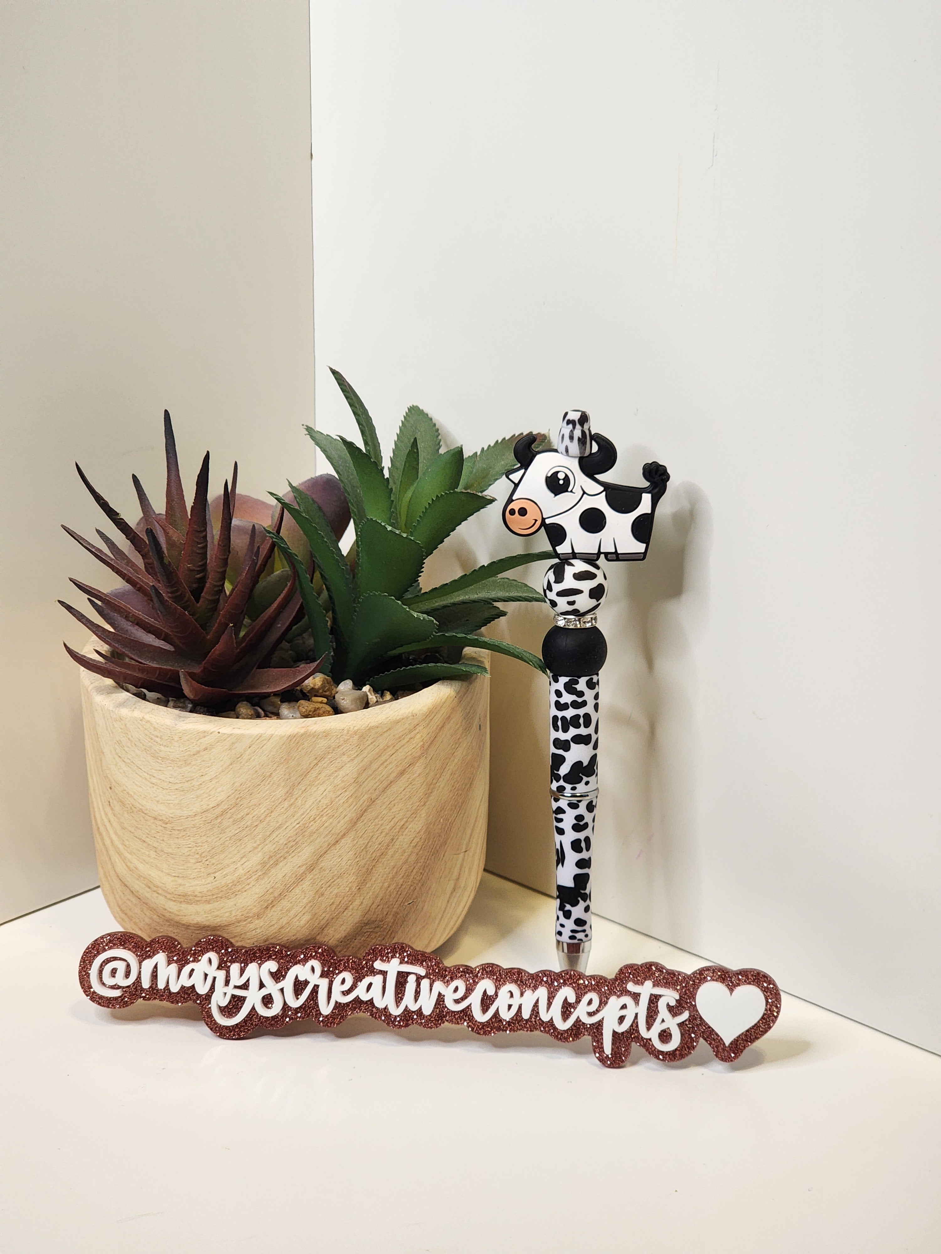 Black & White Cow Silicone Pen