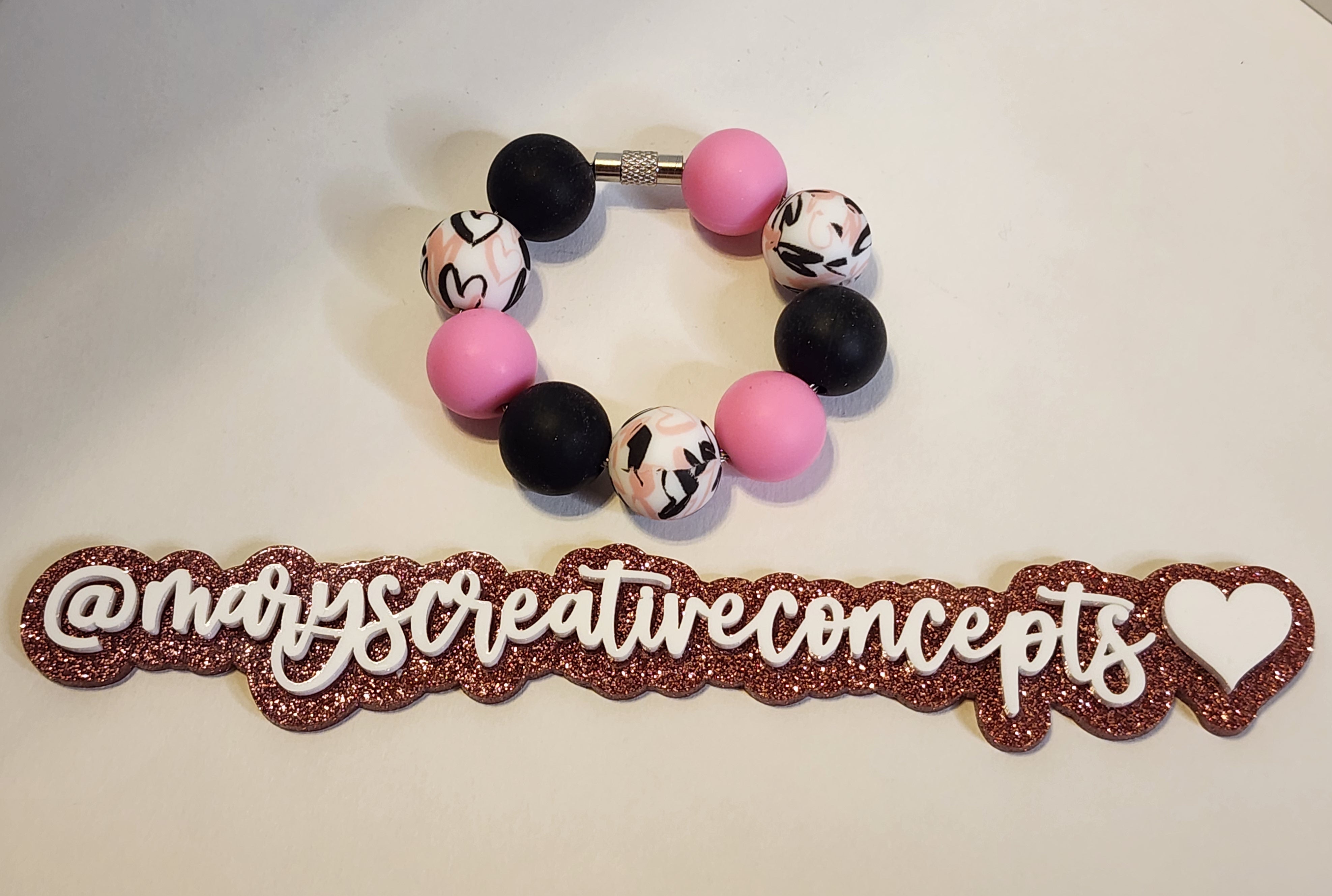 Pink/Black Silicone Beaded Cup Charm