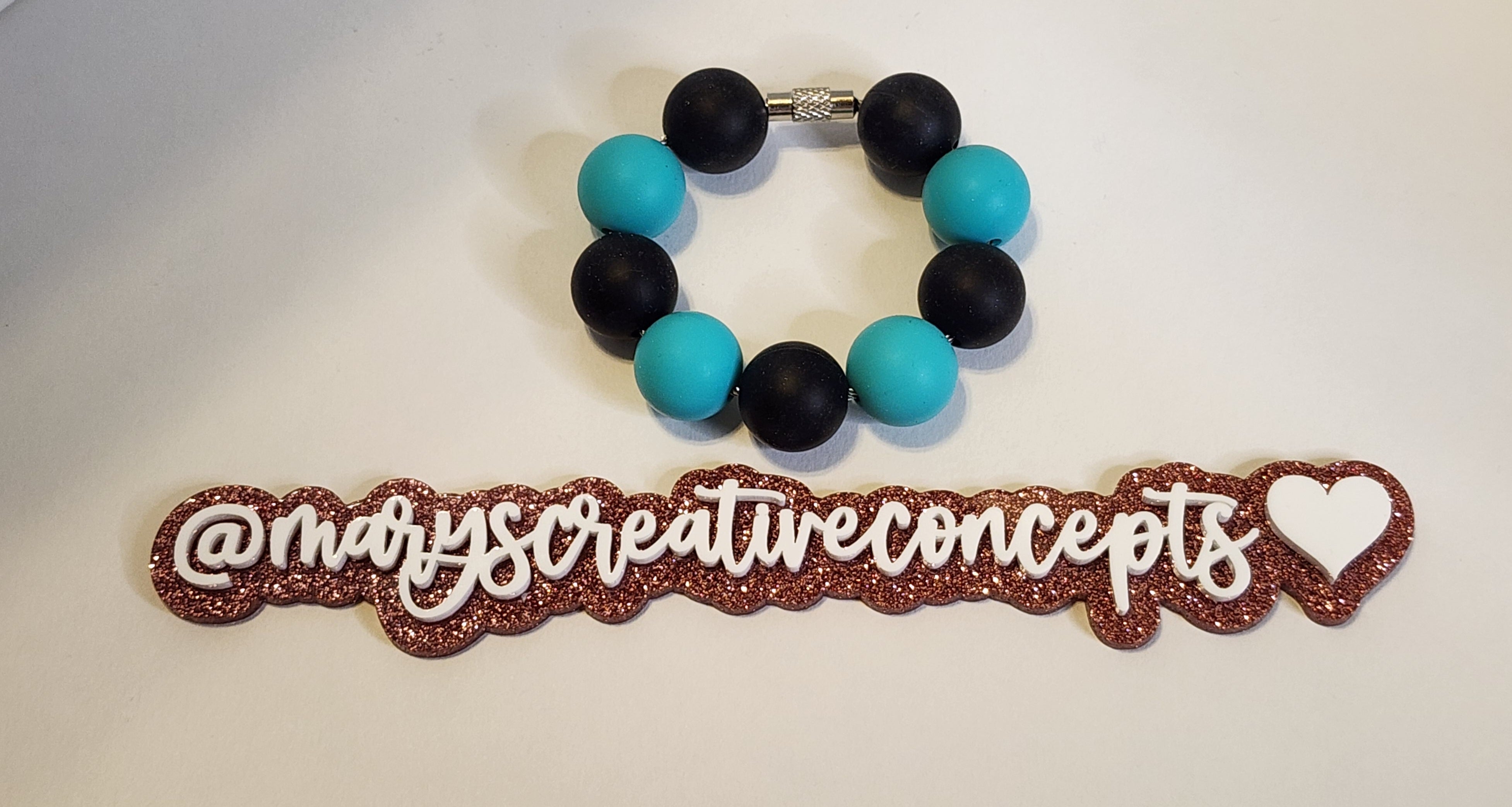 Black/Teal Silicone Beaded Cup Charm