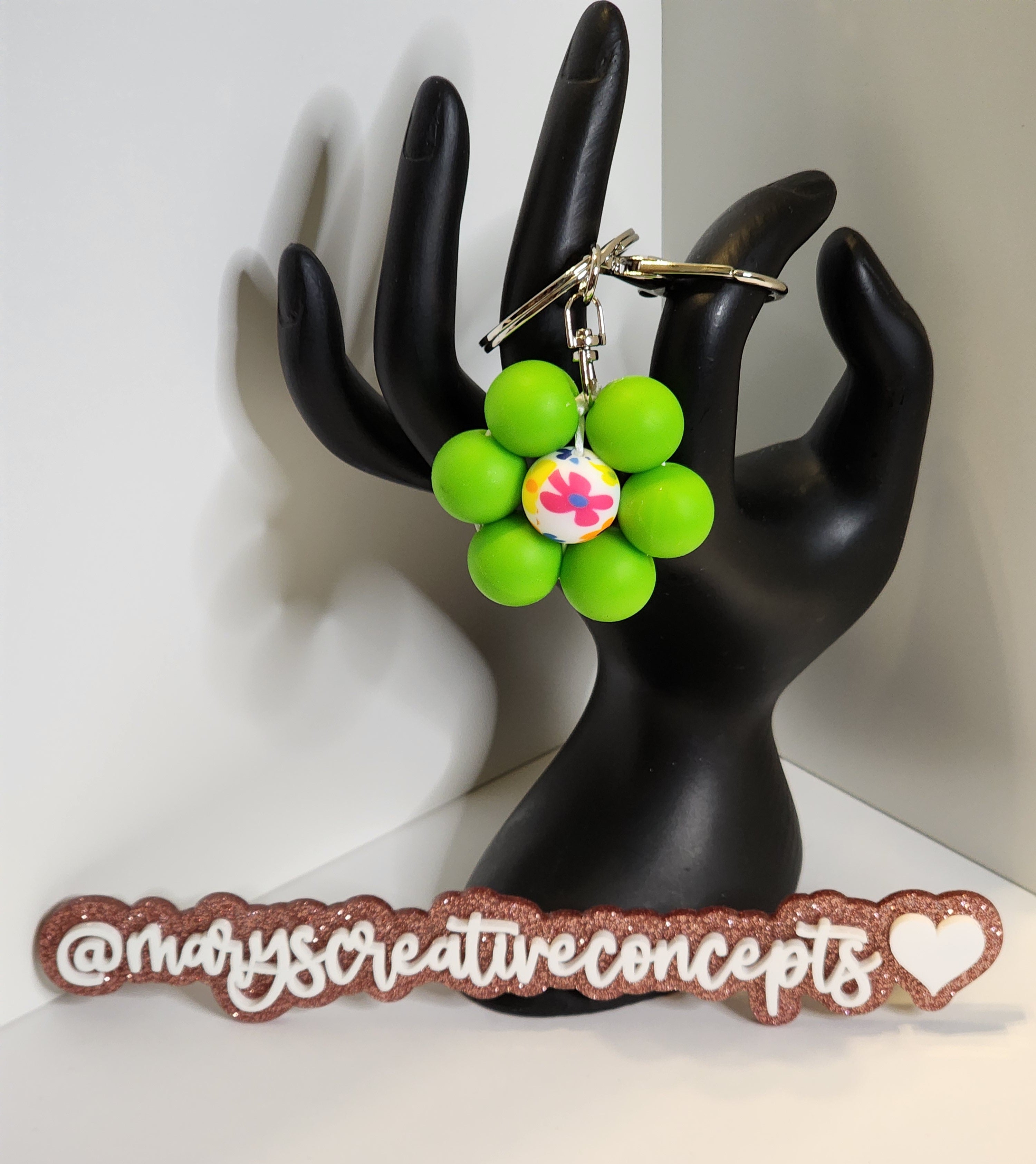 Chartreuse Flower Keychain