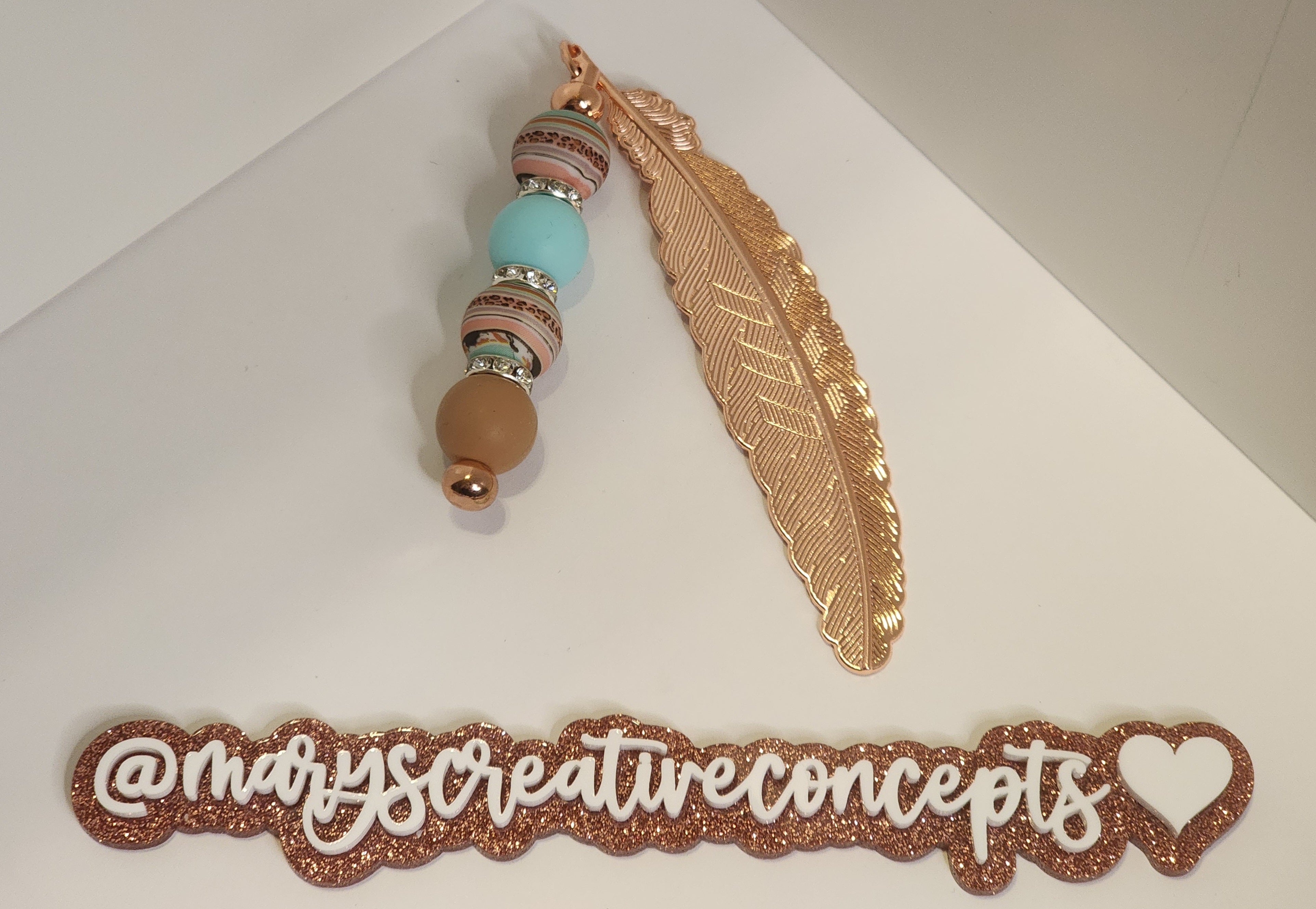 Rosegold Beadable Feather Bookmark