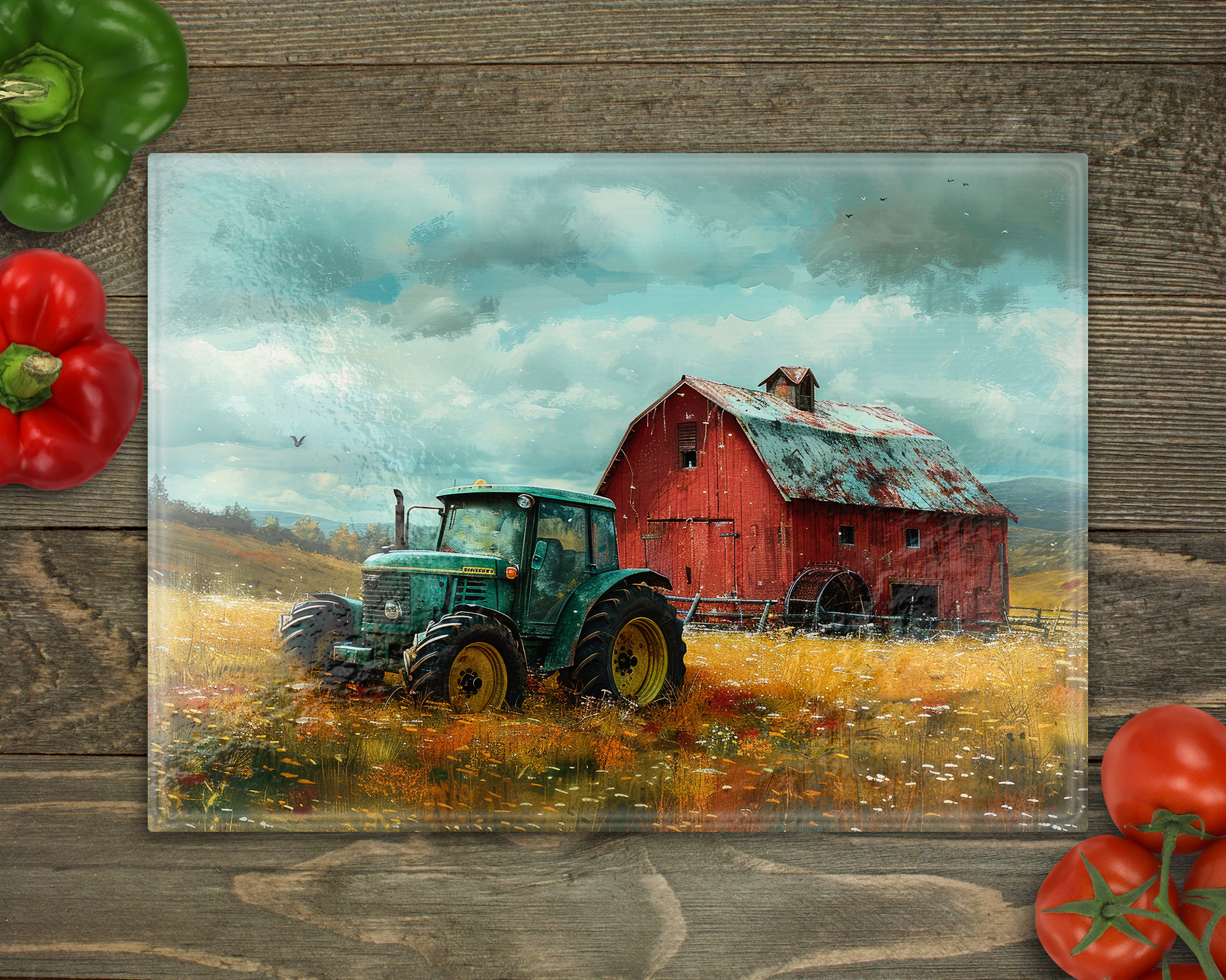 Barn Tractor Cutting Board