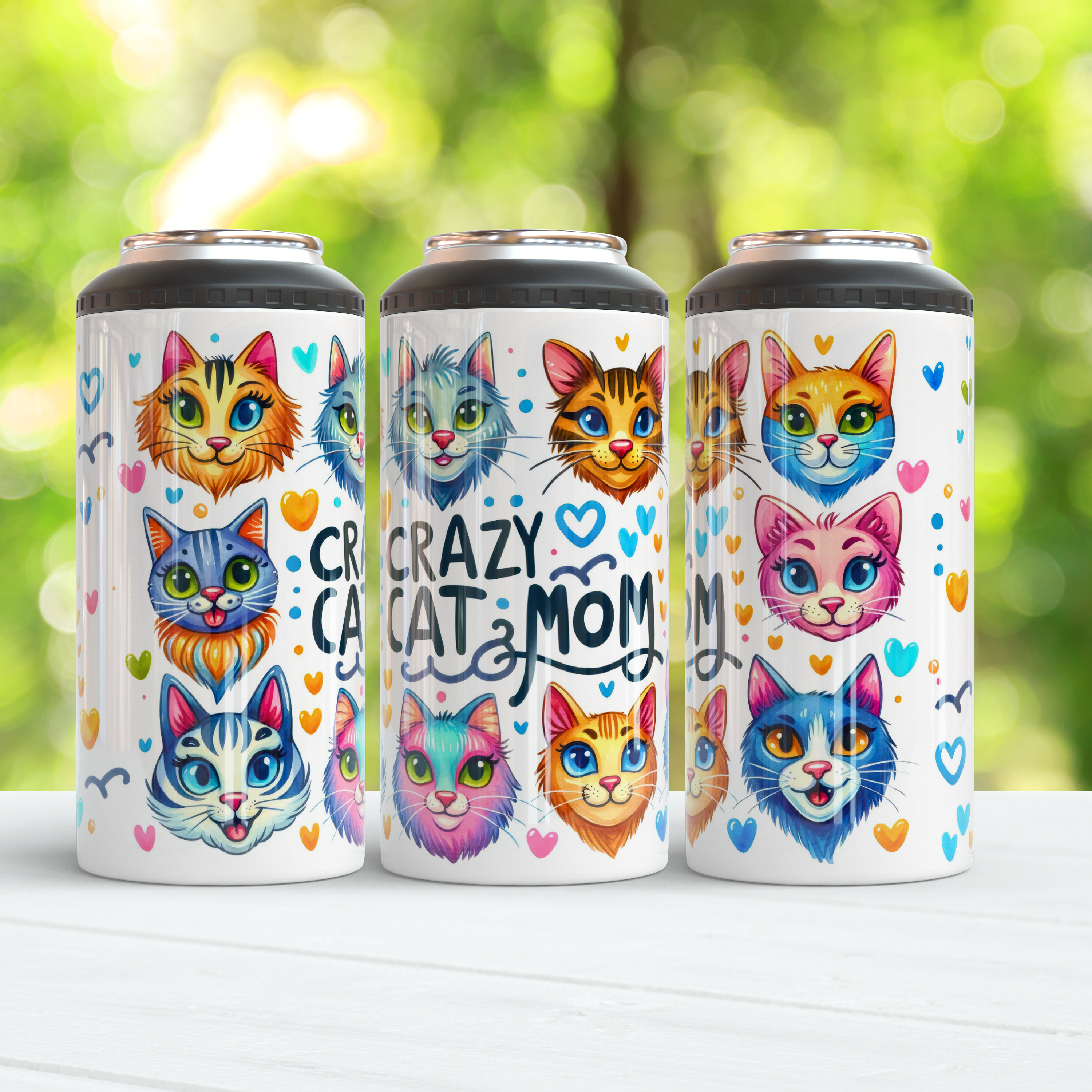 Crazy Cat Mom 4 in  1 Can Cooler.