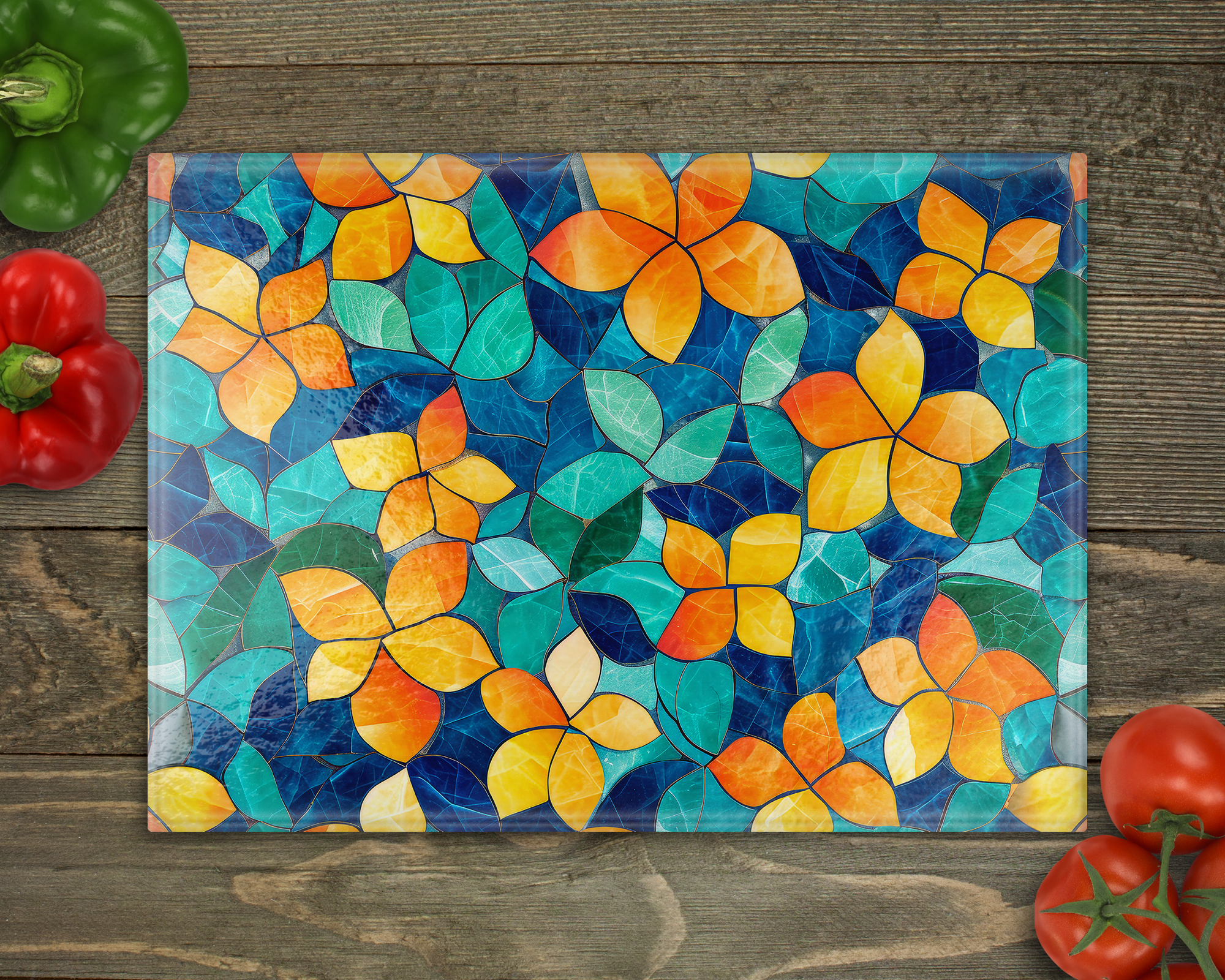 Flowers Stained Glass Cutting Board