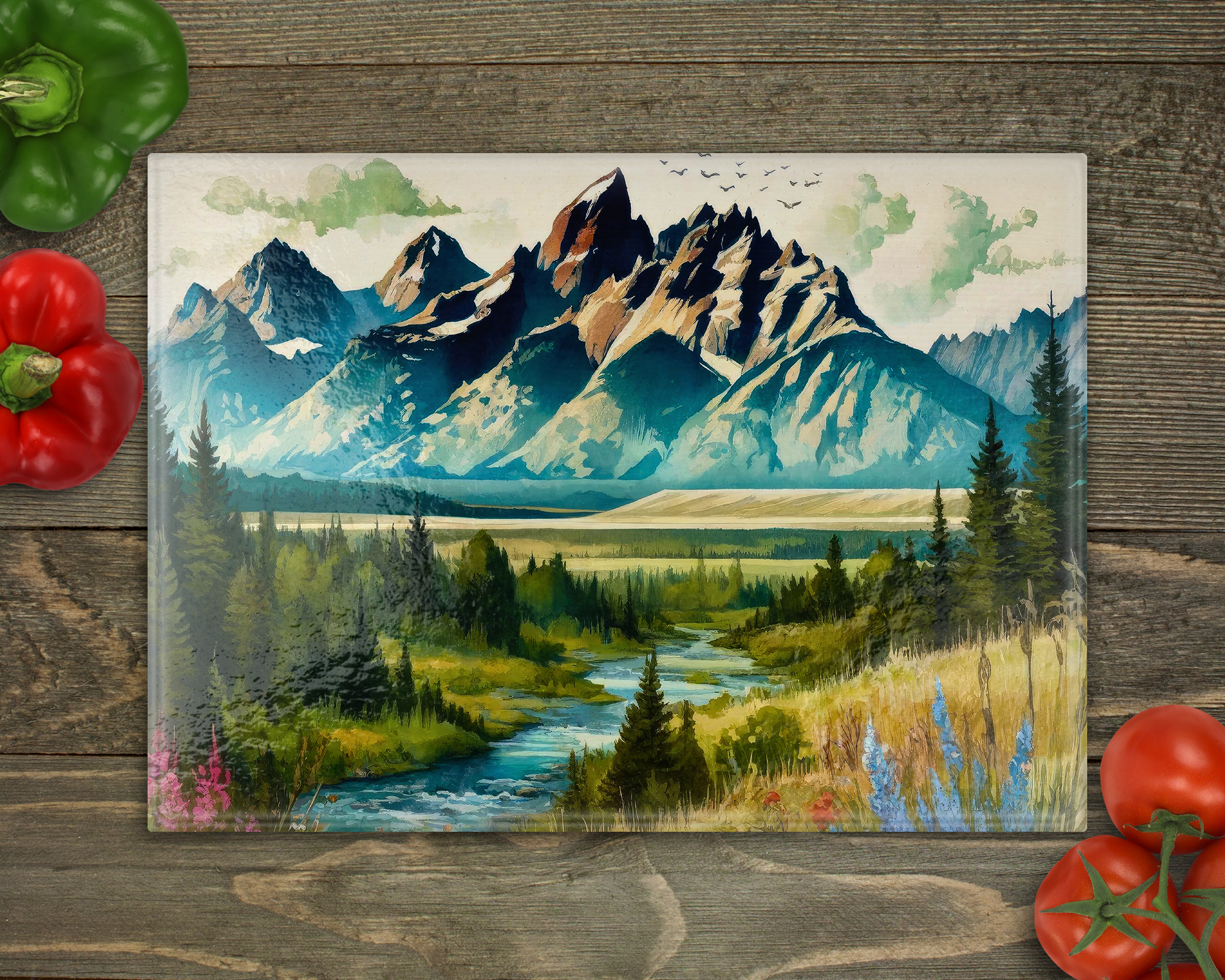 Mountains River Cutting Board