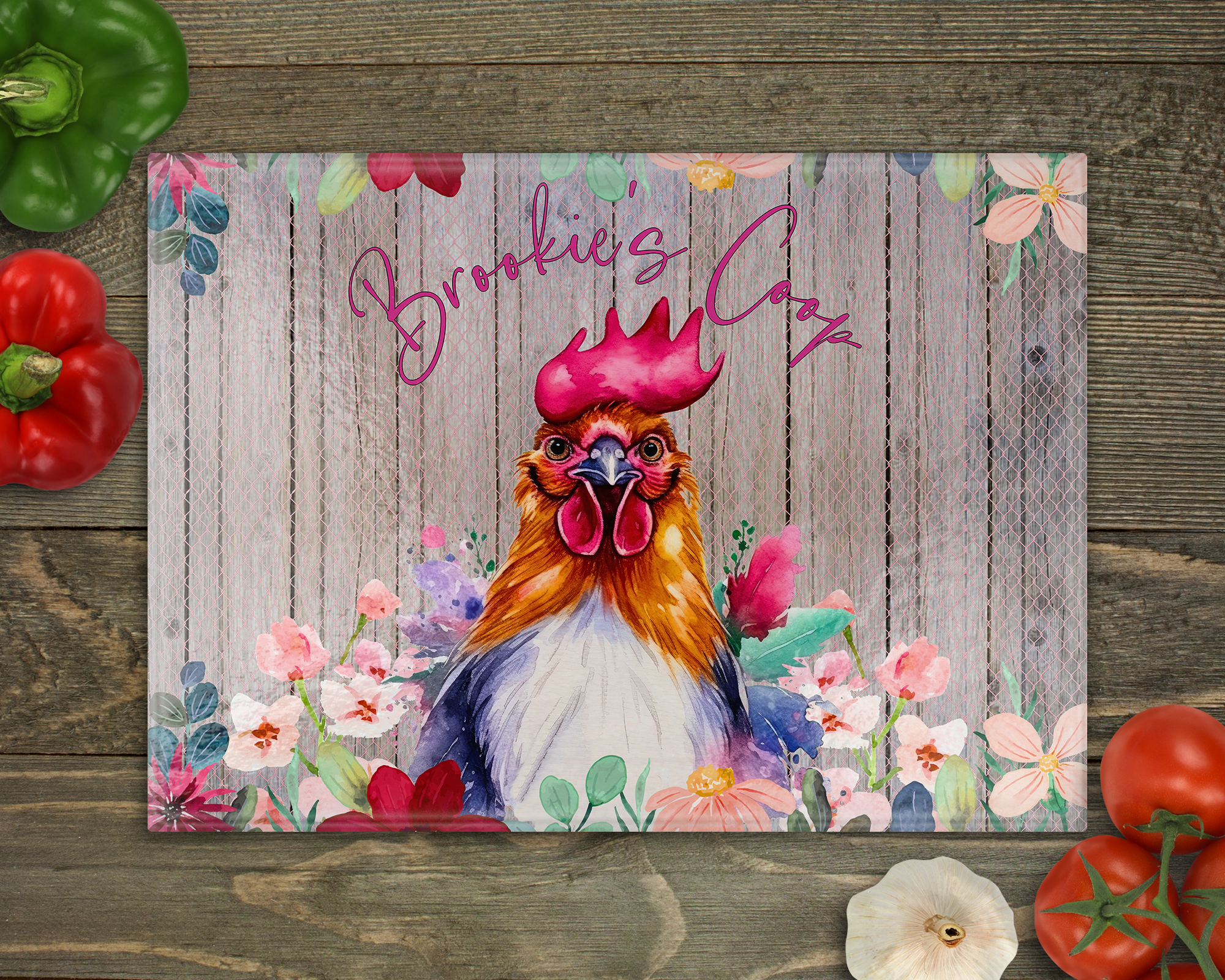 Personalized Rooster Cutting Board