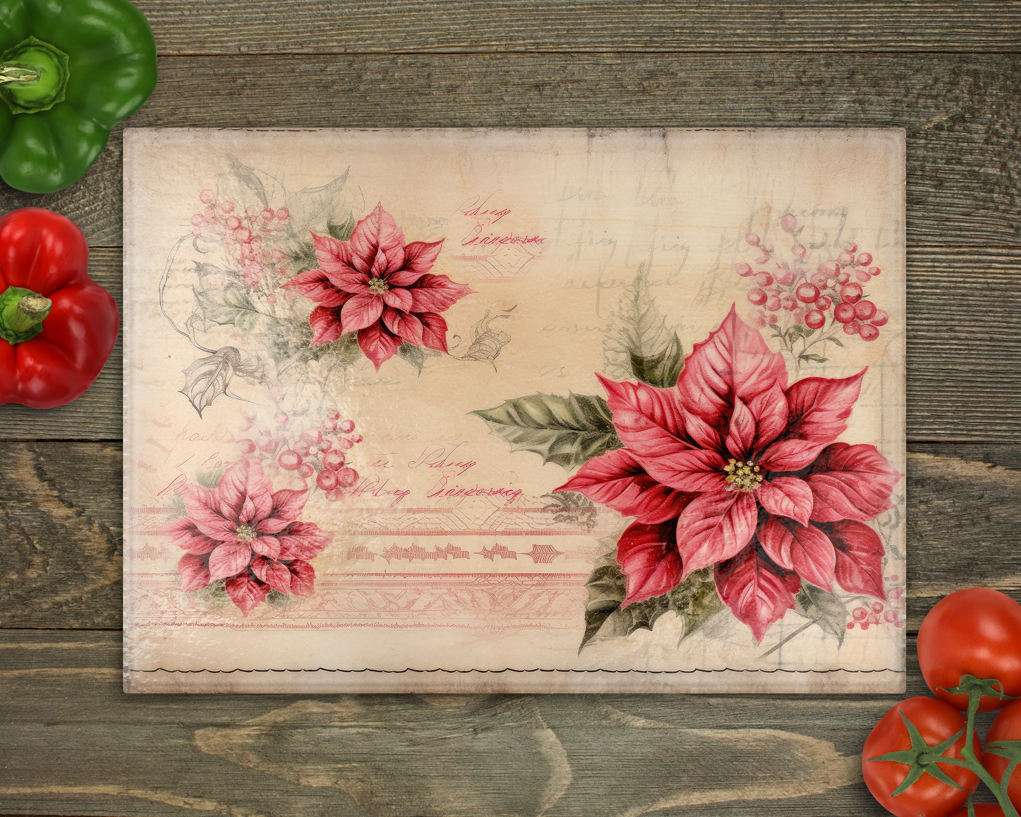 Poinsettia Cutting Board