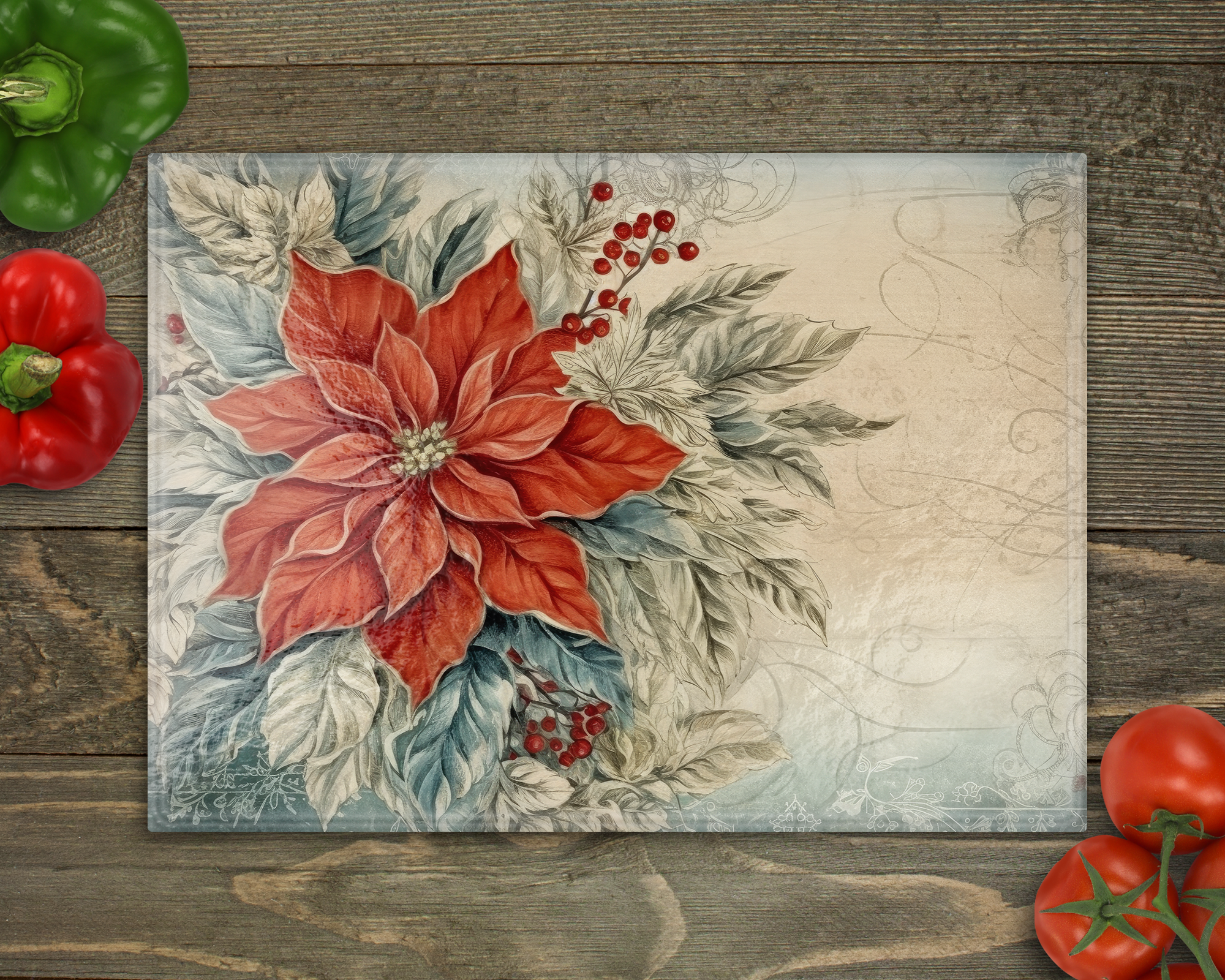 Poinsettia Cutting Board