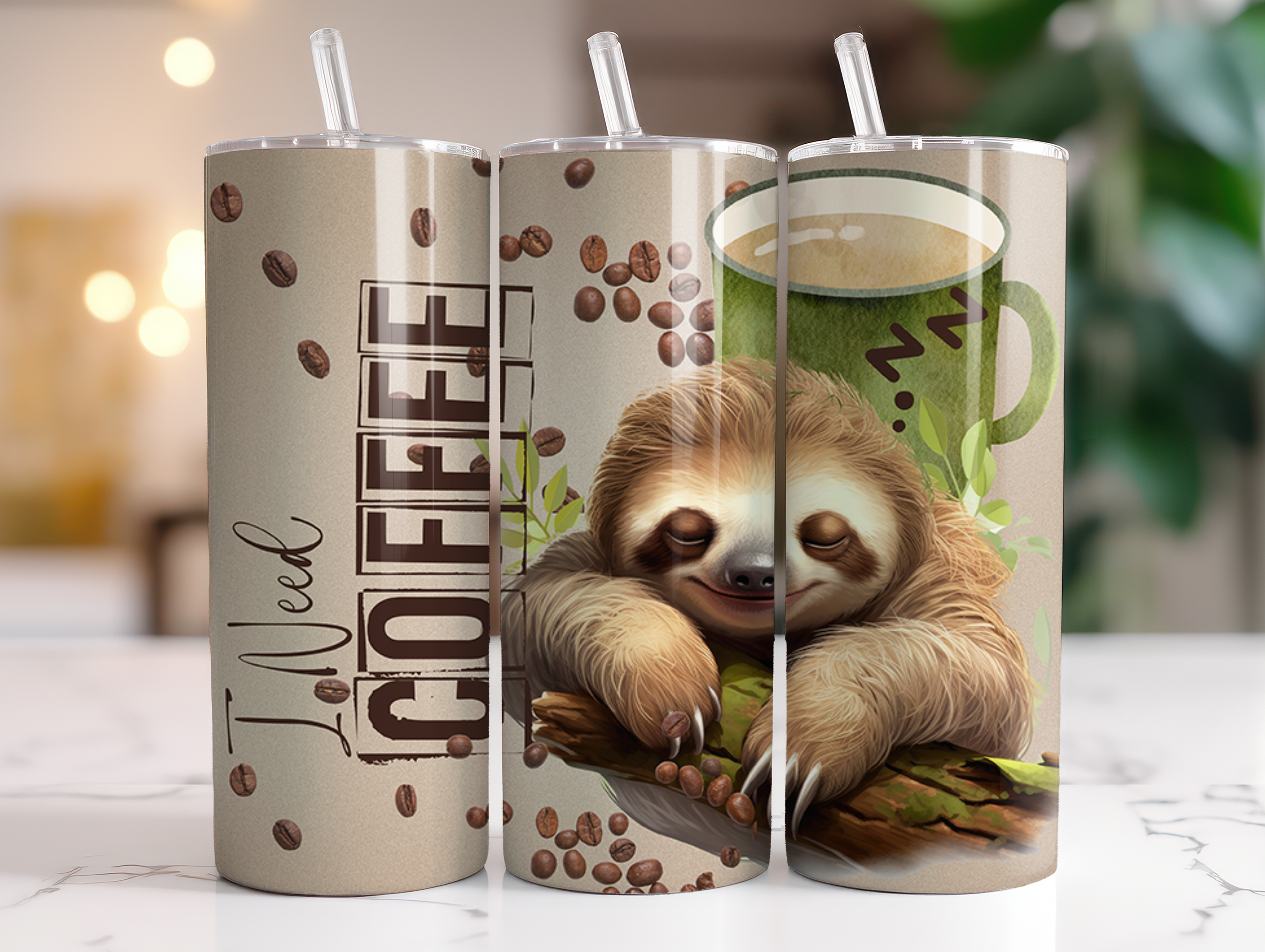 Sloth I Need Coffee