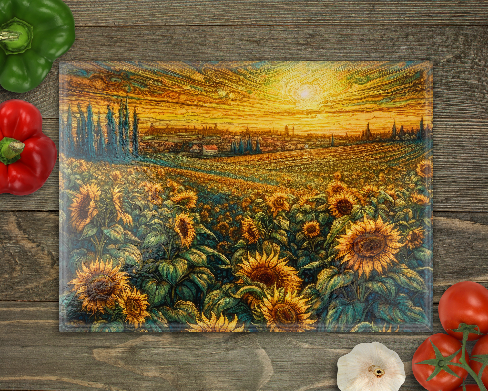 Sunflower Field Cutting Board