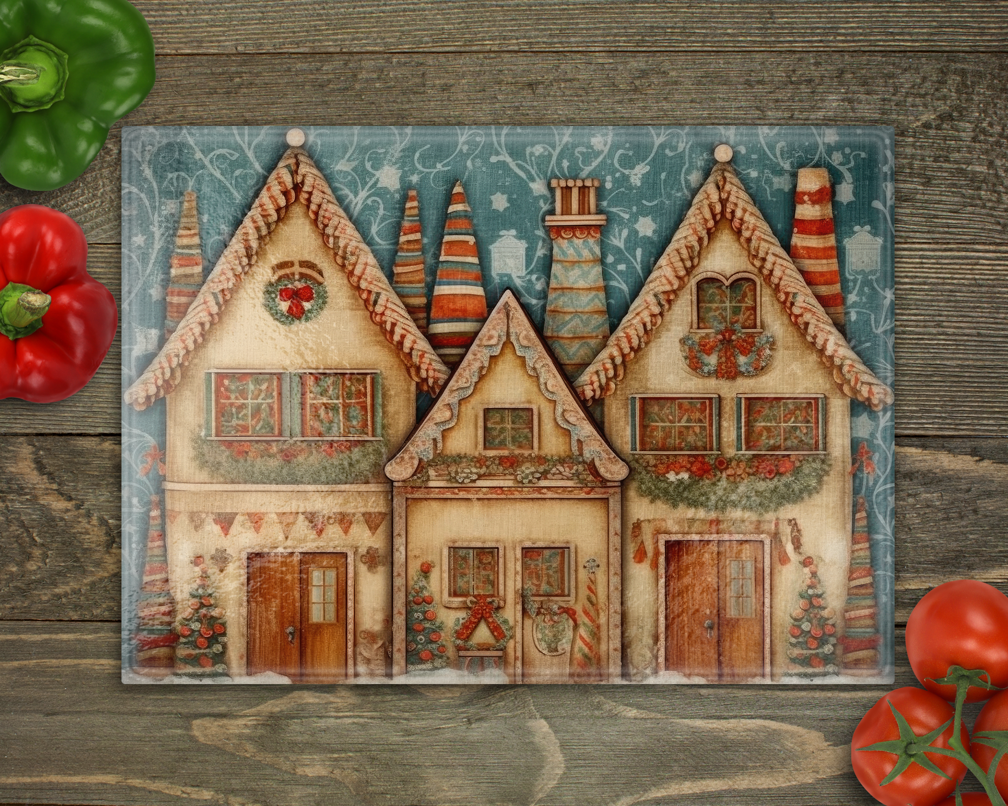 Village Gingerbread Houses Cutting Board