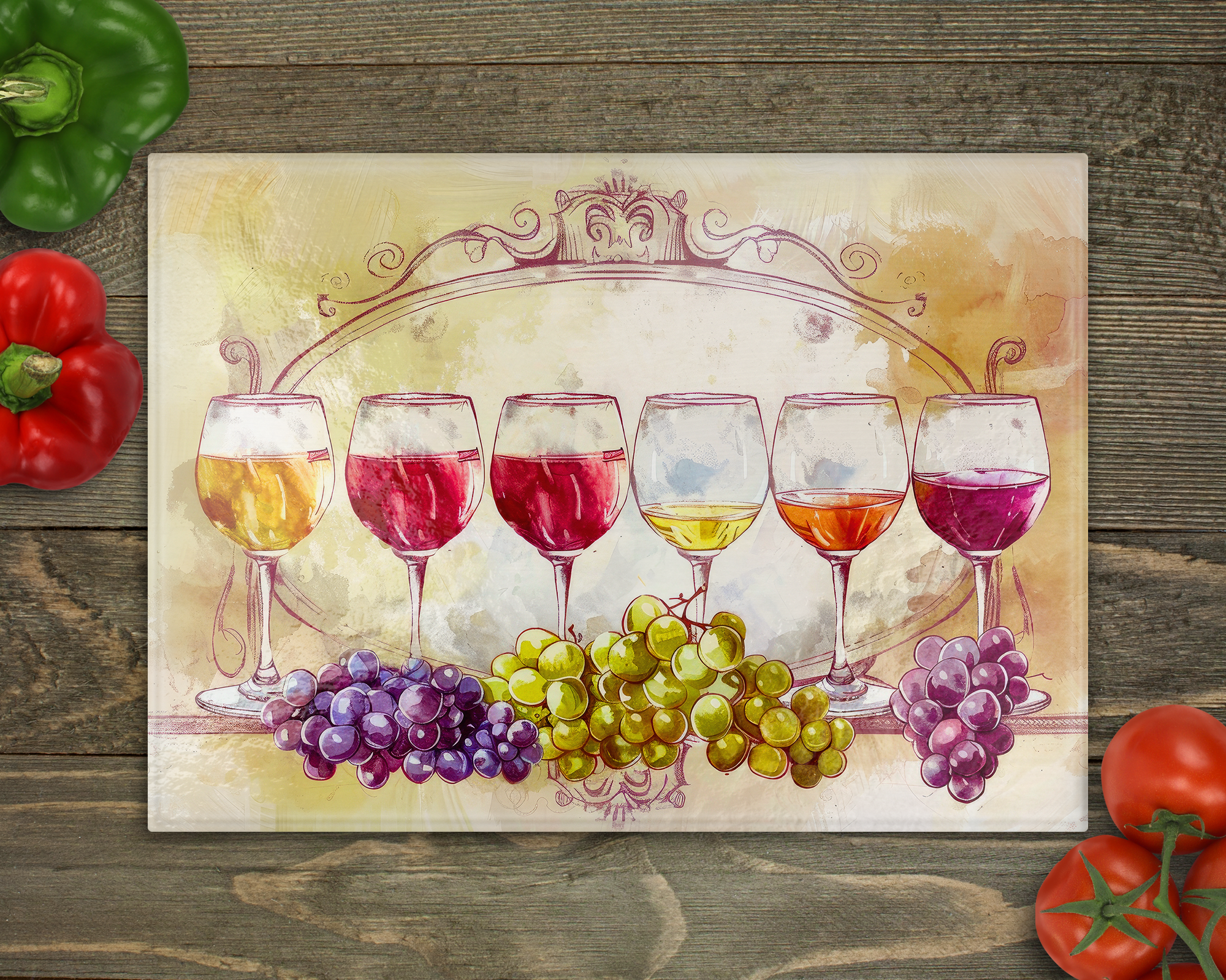 Wine Glasses Cutting Board