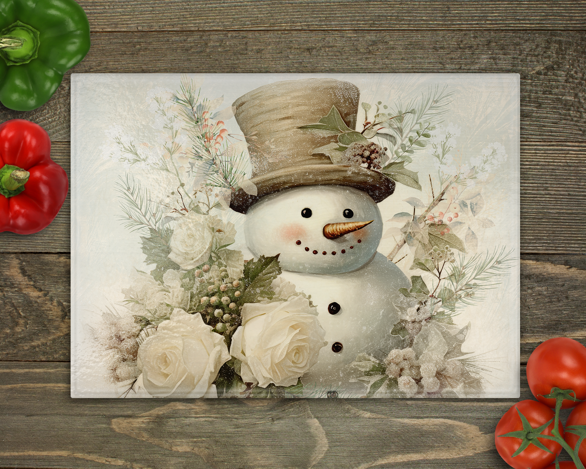 Beige Snowman Cutting Board