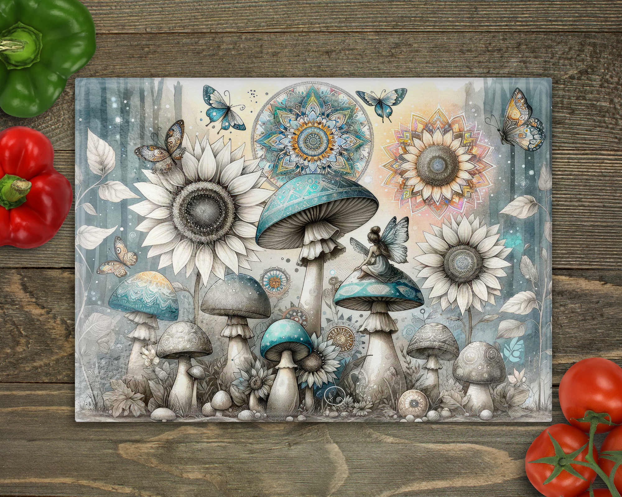 Blue Mushroom Cutting Board