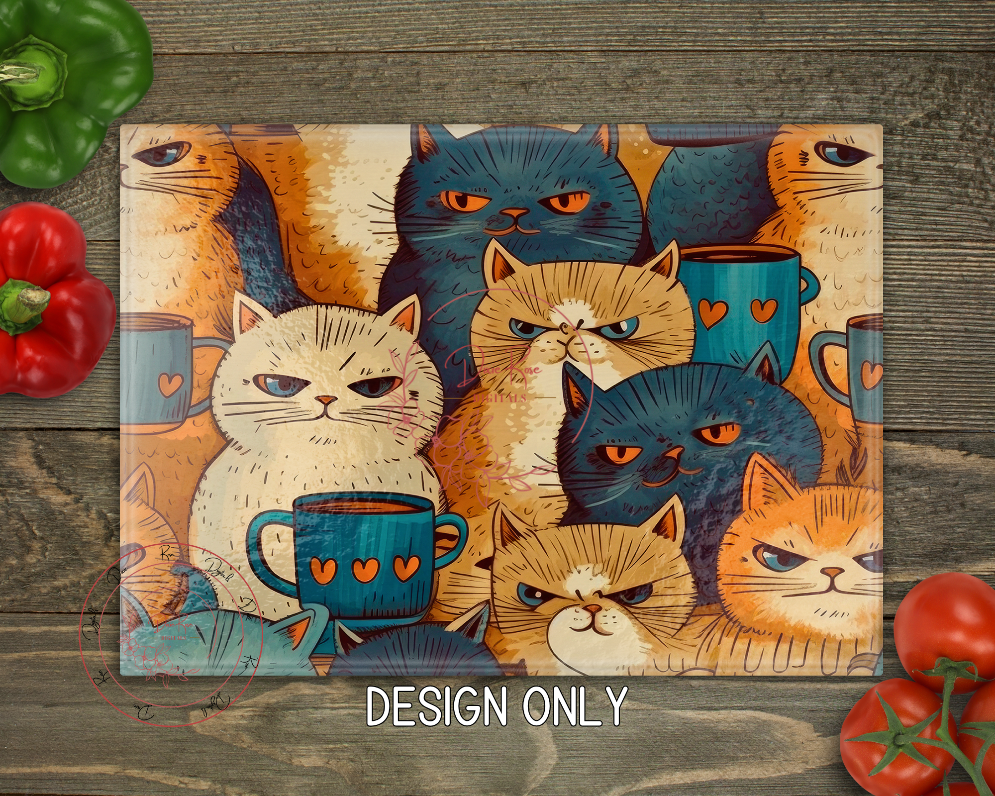 Cats Coffee Cutting Board