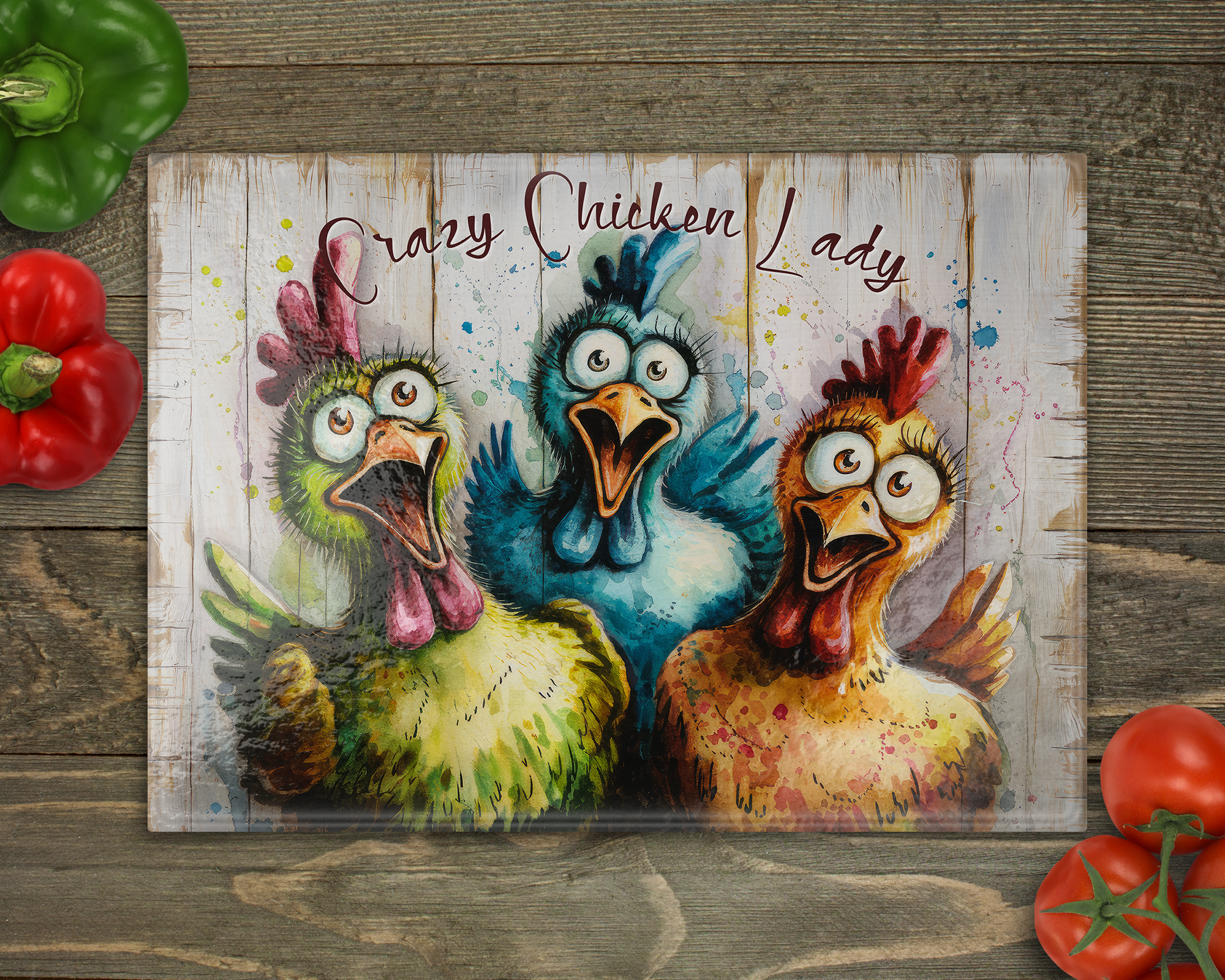 Crazy Chicken Lady Cutting Board