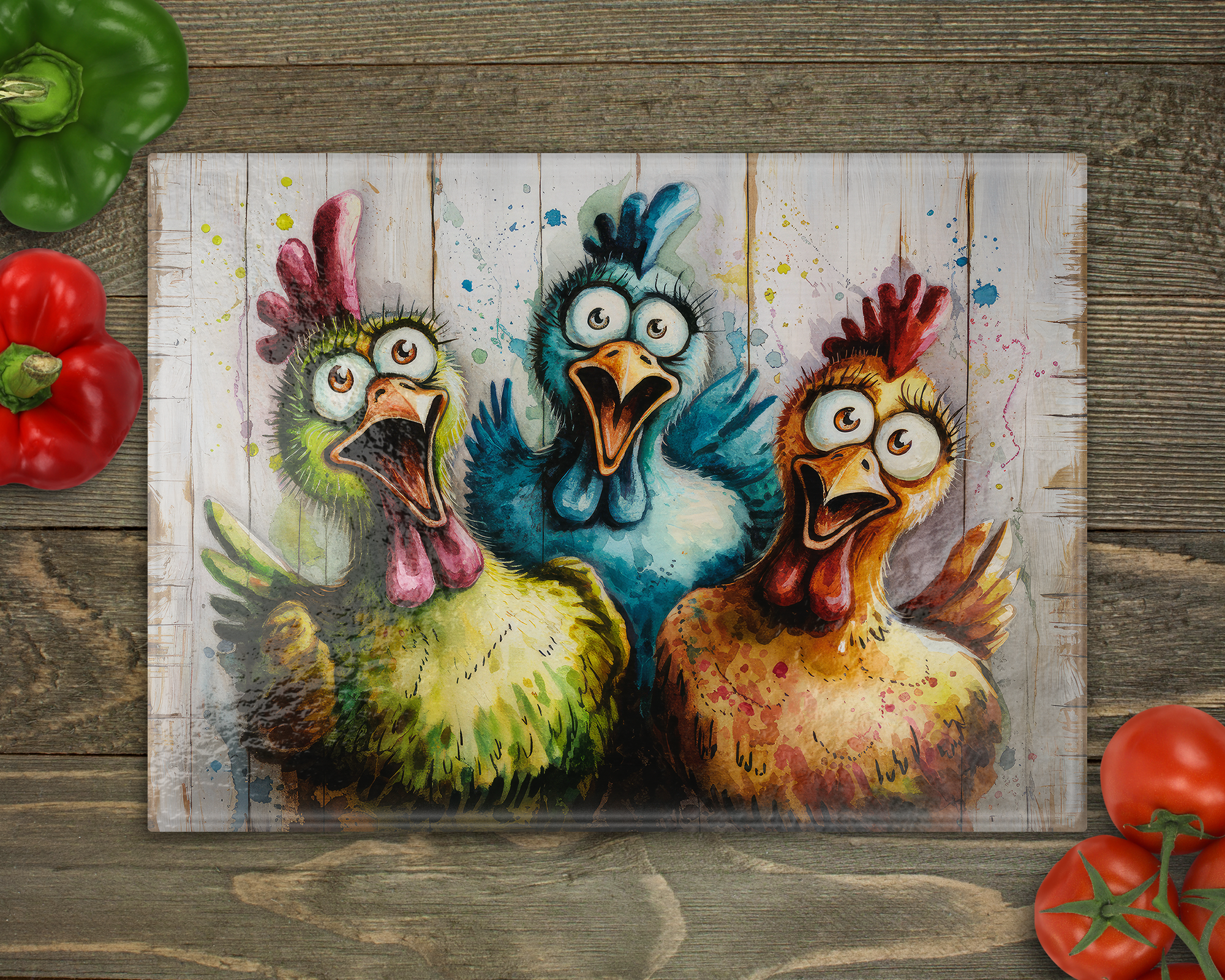 Crazy Chickens Cutting Board