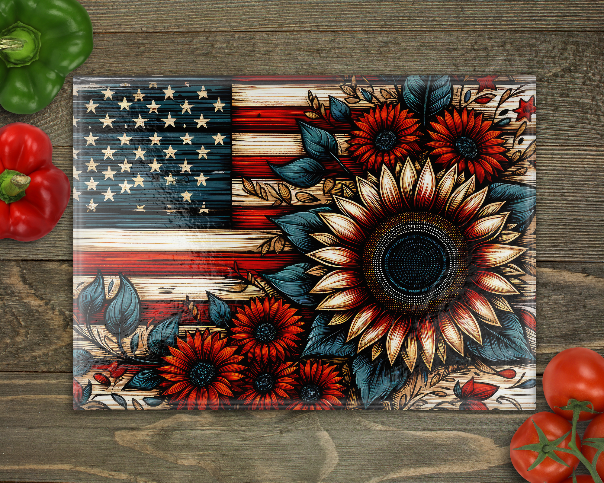 Flag Sunflower Cutting Board