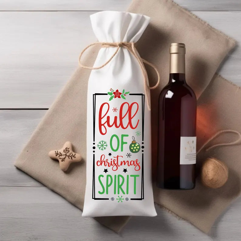 Full of Christmas Spirit Wine Bag