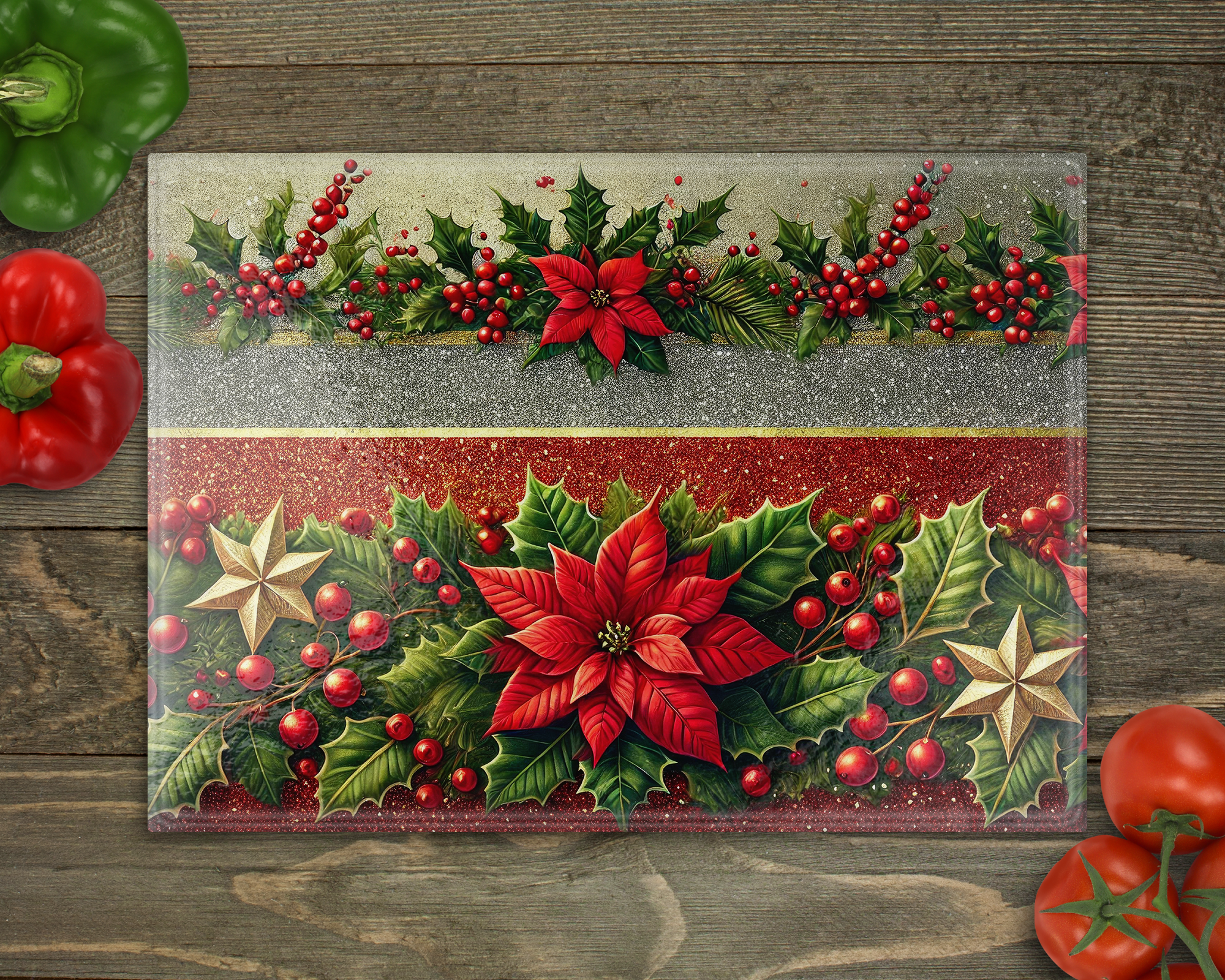 Poinsettia Cutting Board