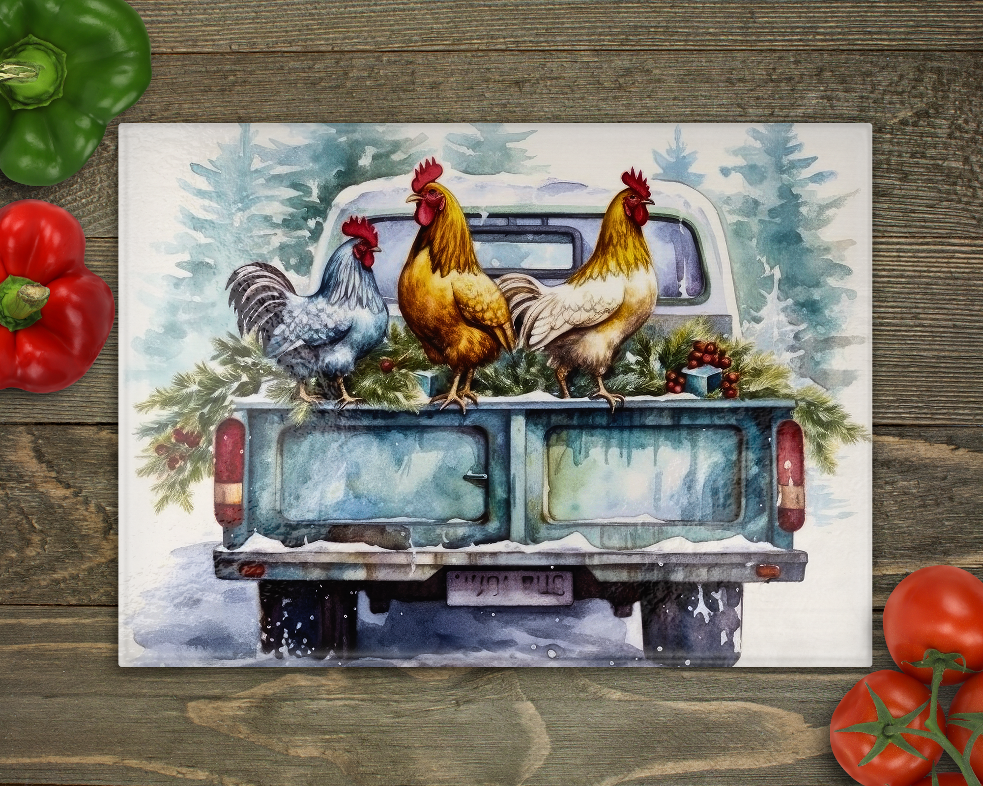 Roosters Truck Cutting Board