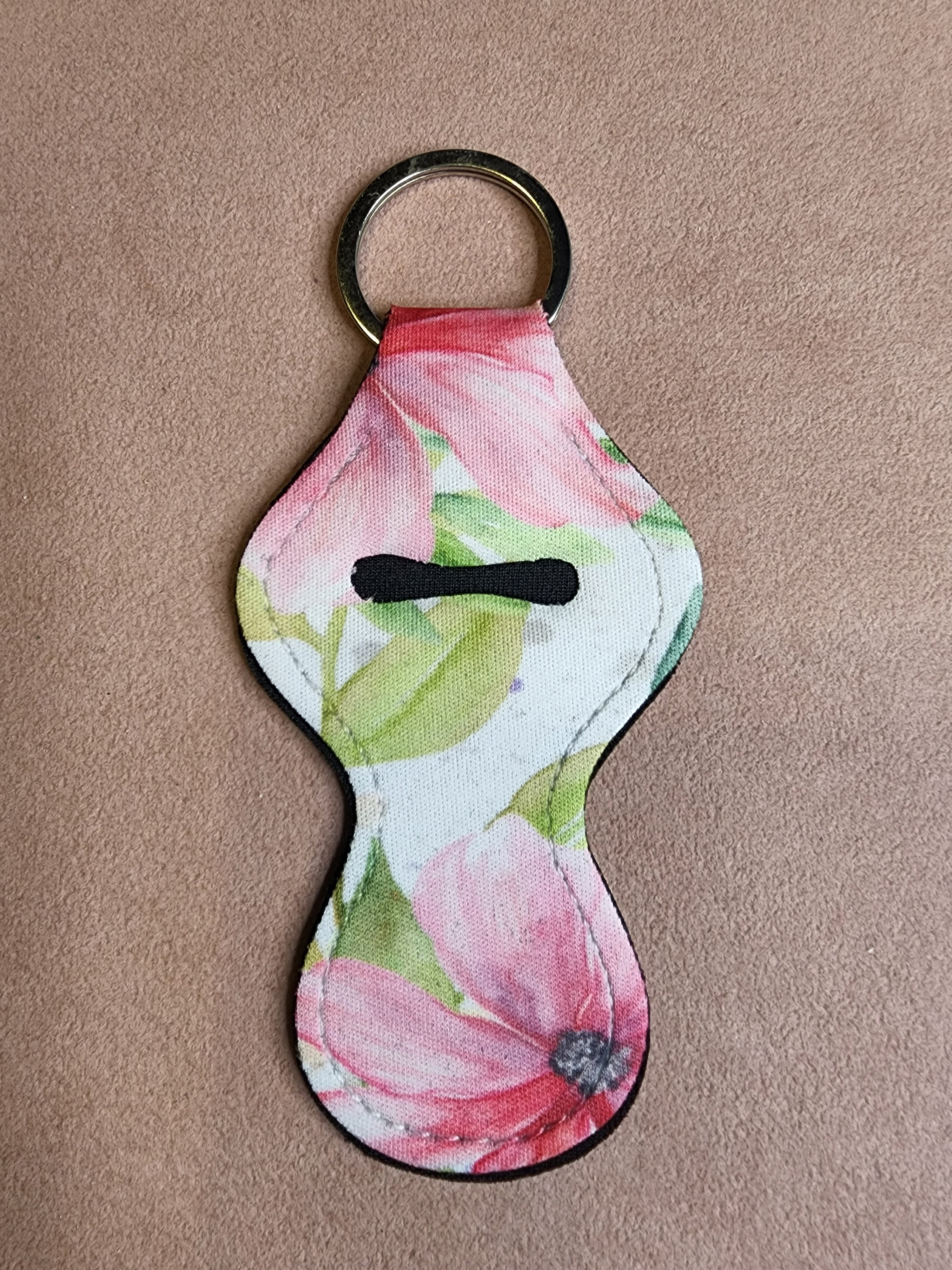 Floral Chapstick Holder Keychain