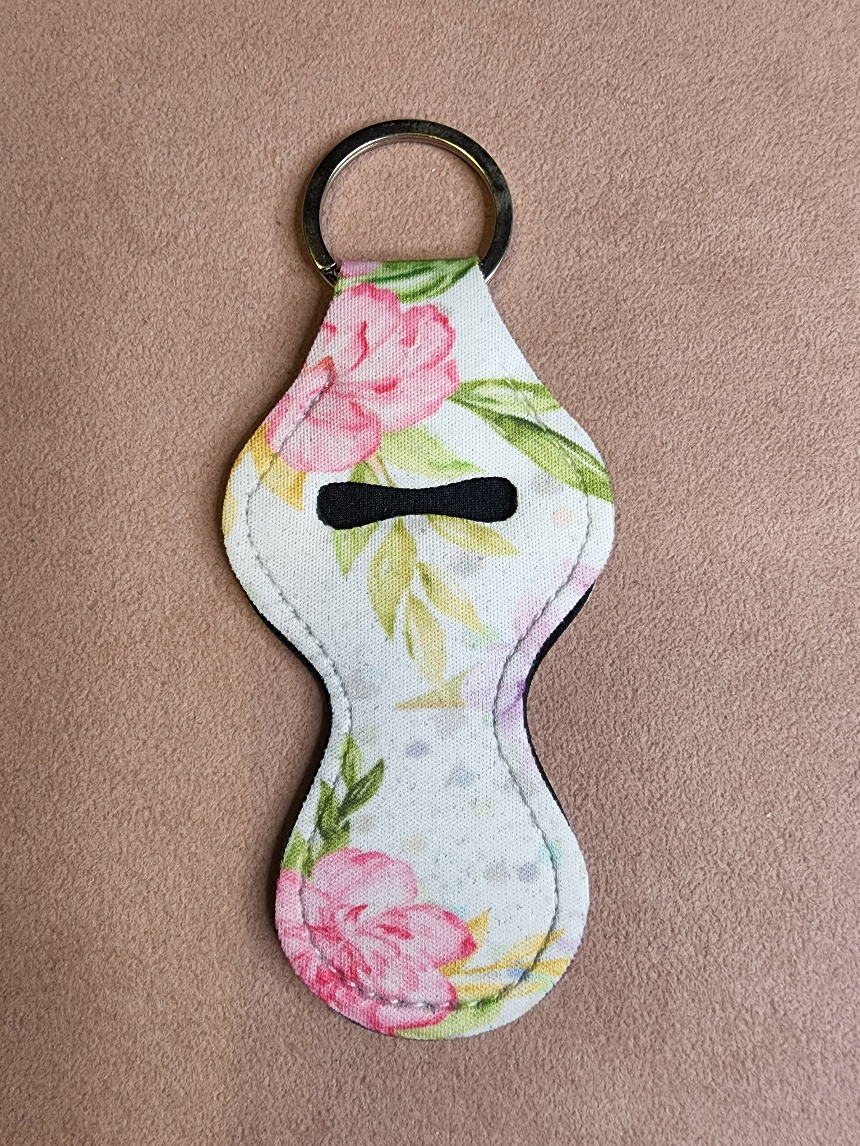 Floral Chapstick Holder Keychain