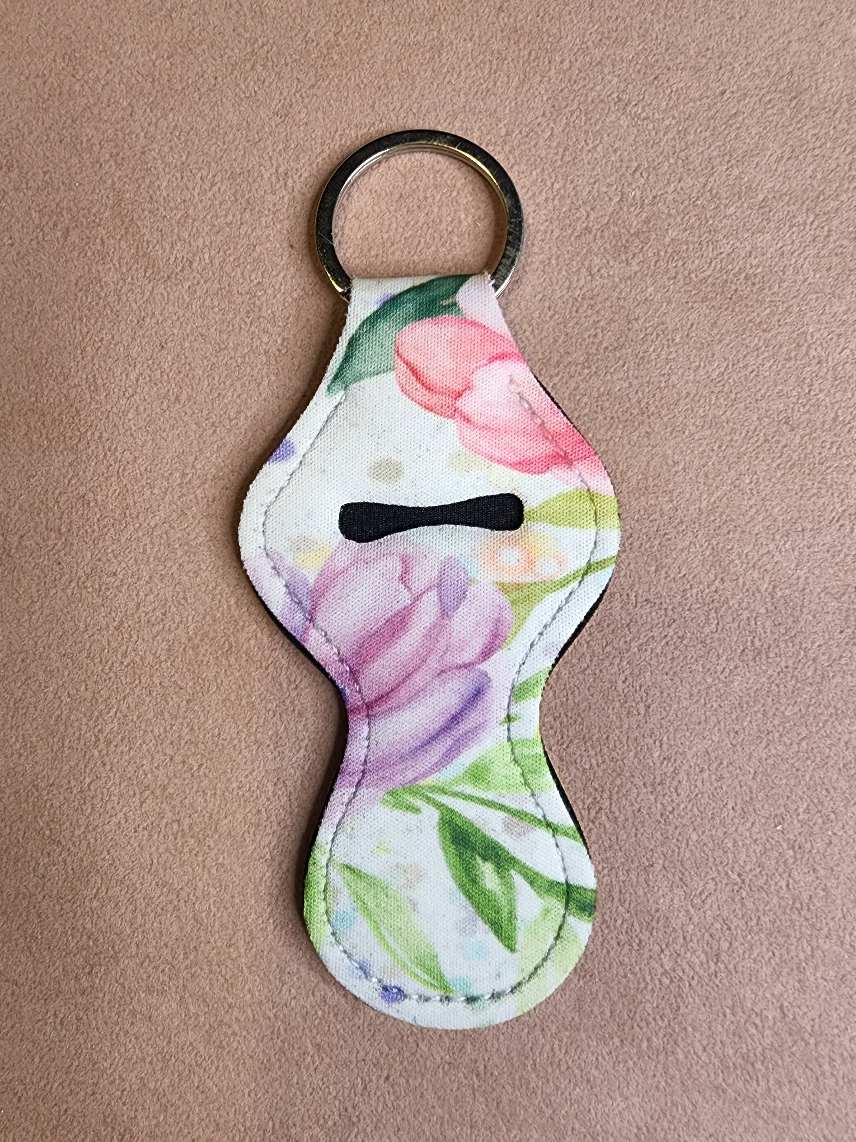 Floral Chapstick Holder Keychain