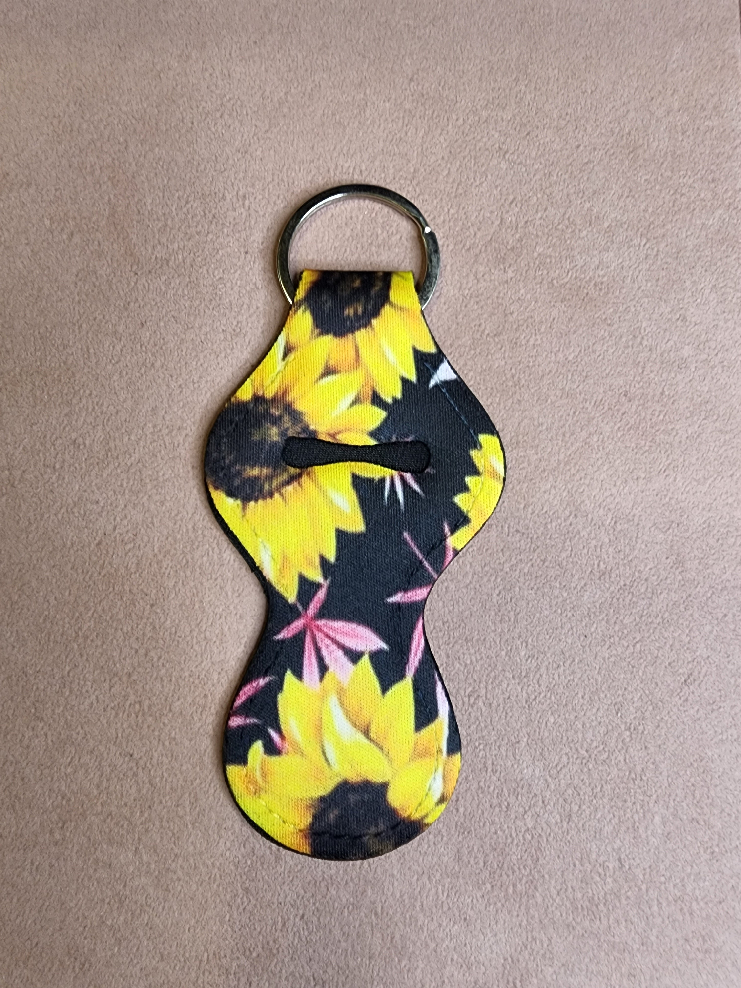 Sunflowers with Marijuana leaves Chapstick Holder Keychain