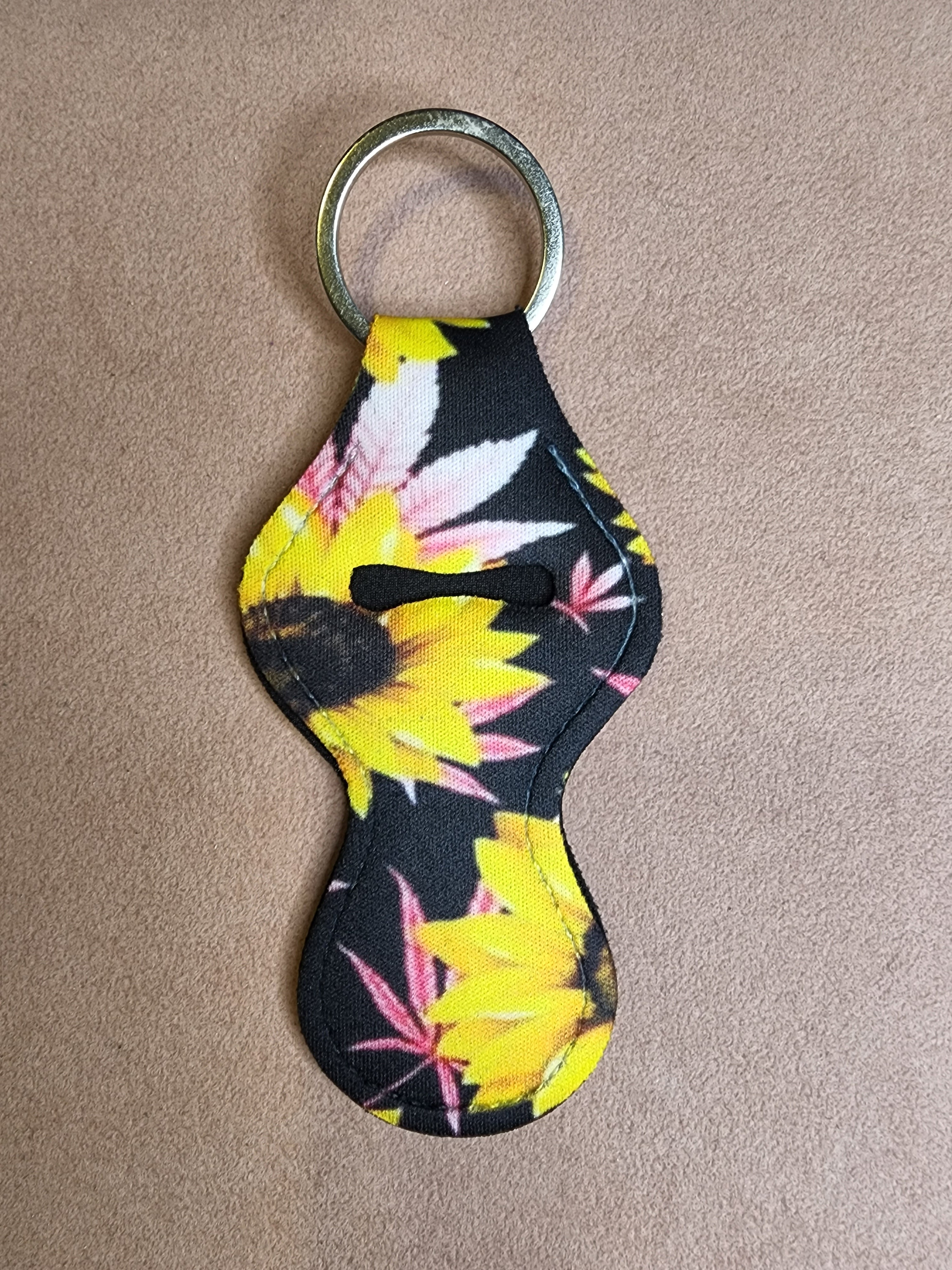 Sunflowers with Marijuana leaves Chapstick Holder Keychain