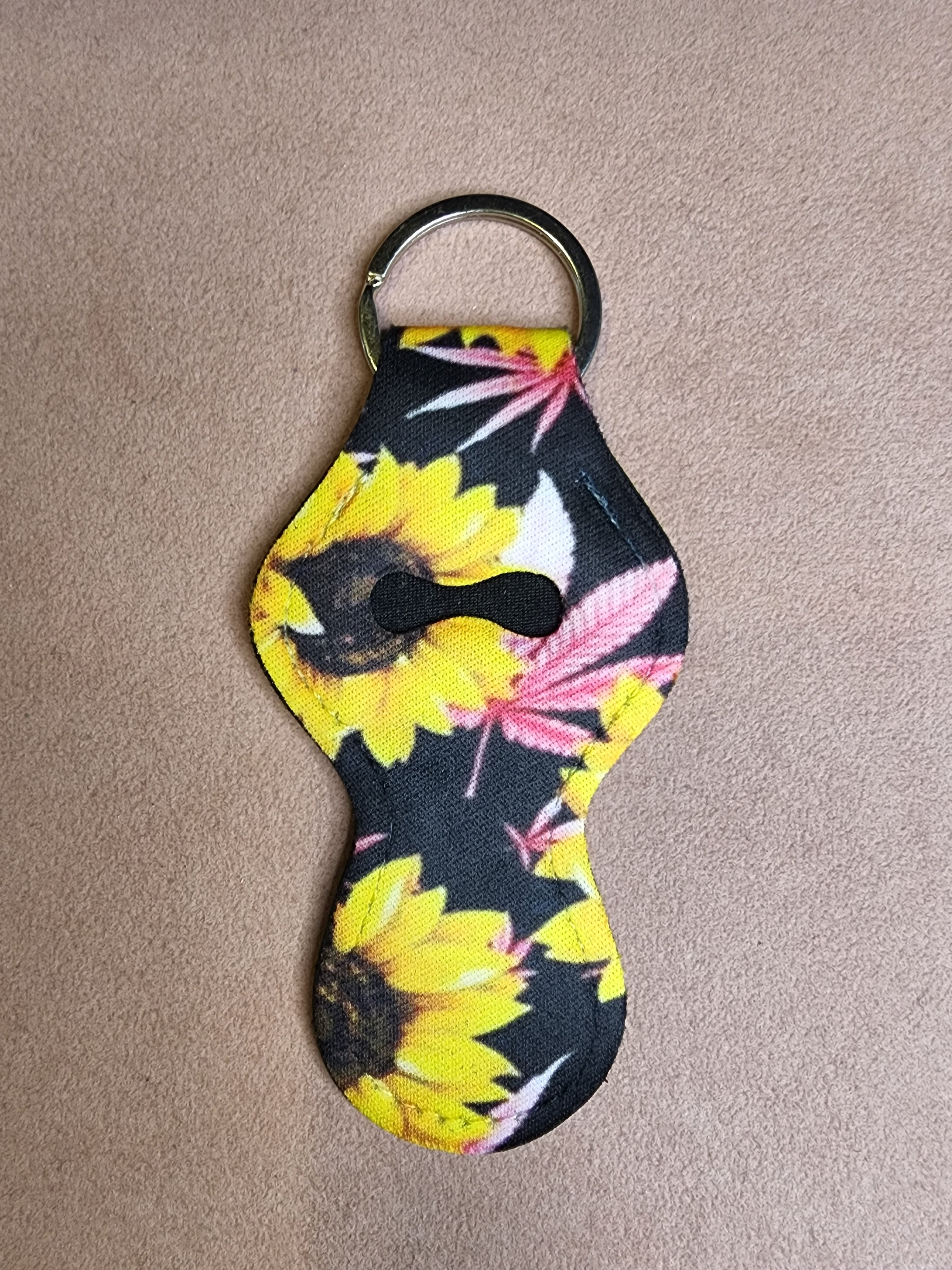 Sunflowers with Marijuana leaves Chapstick Holder Keychain