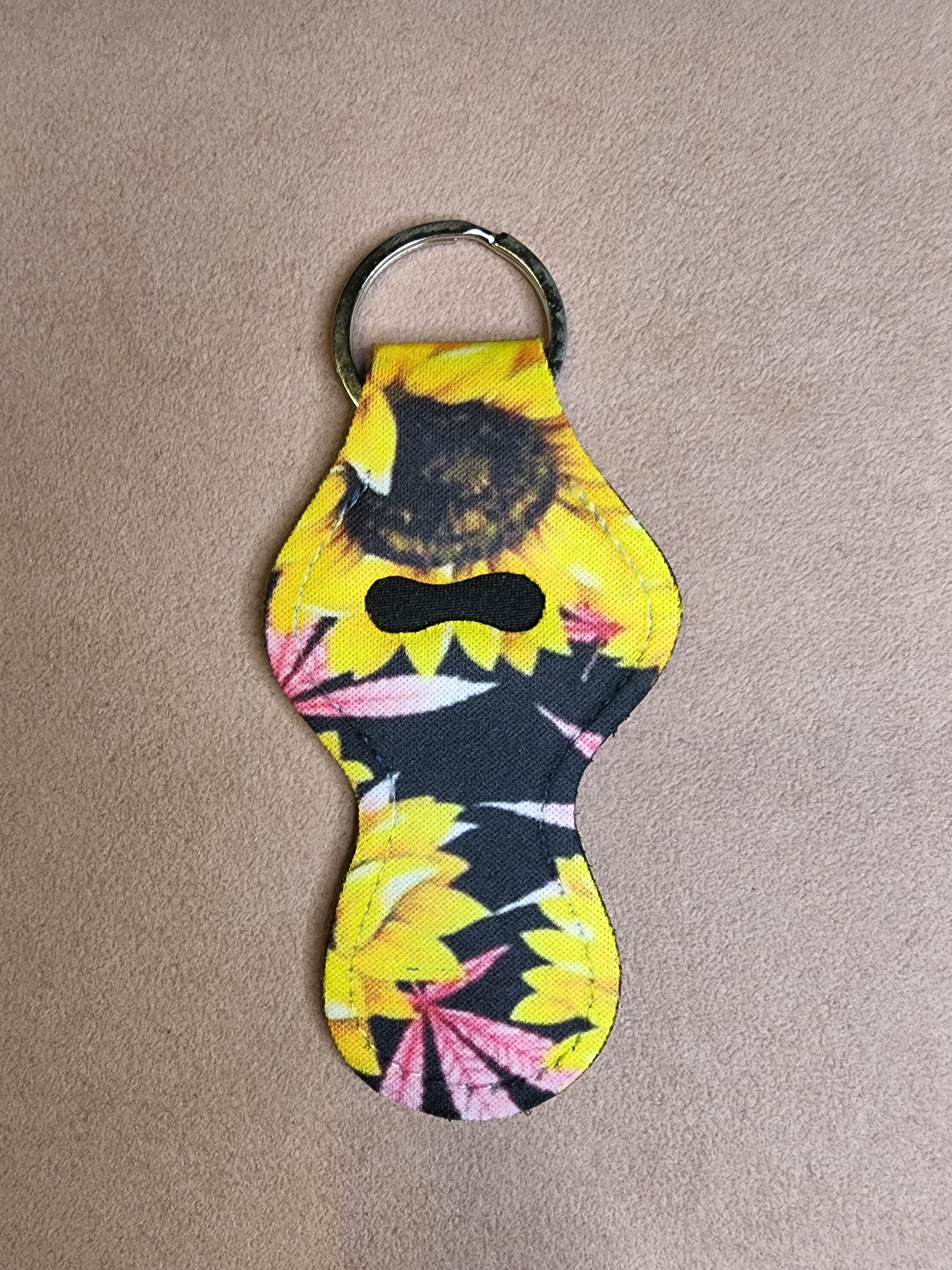 Sunflowers with Marijuana leaves Chapstick Holder Keychain