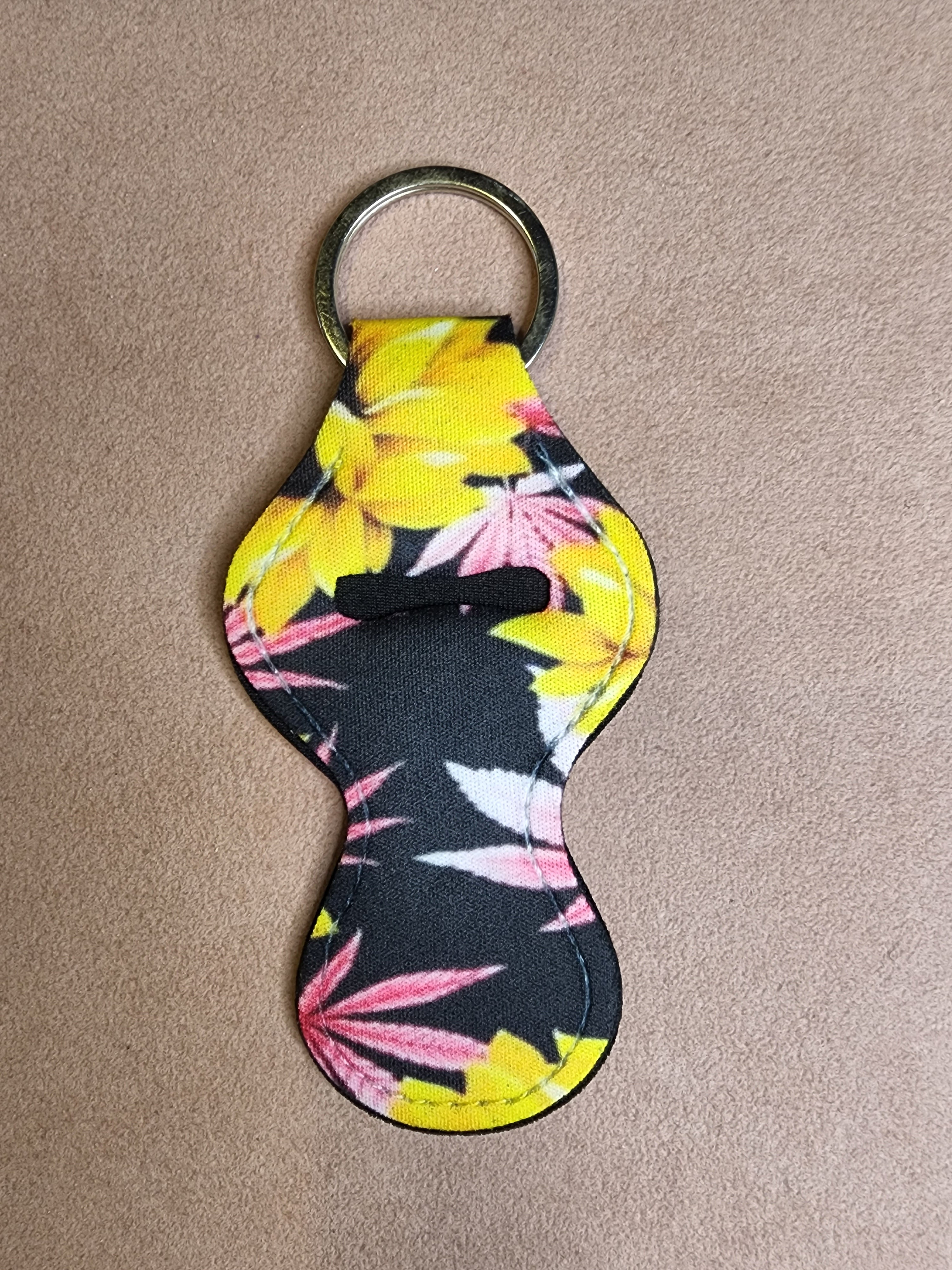 Sunflowers with Marijuana leaves Chapstick Holder Keychain