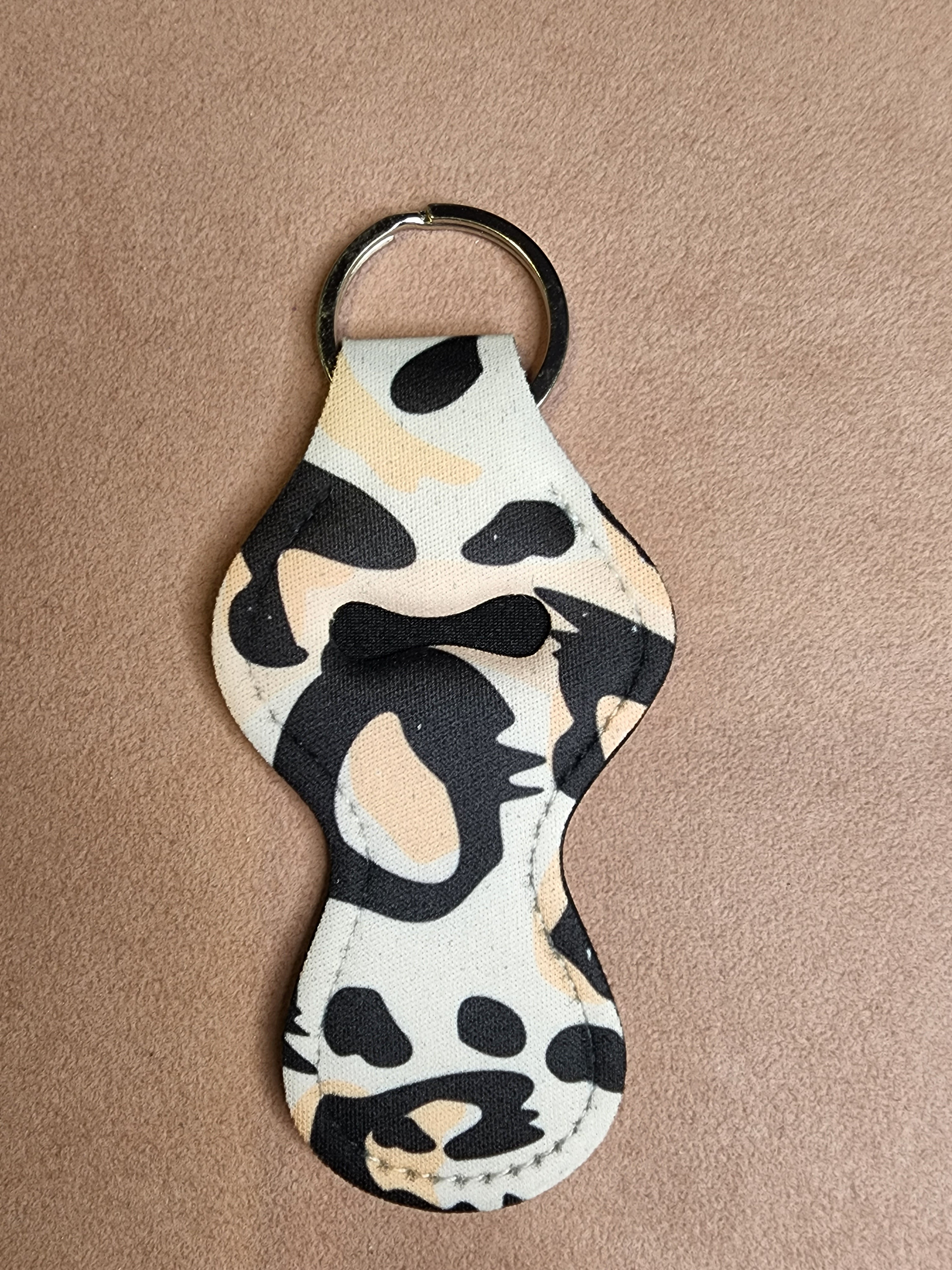 Cow meets Leopard Chapstick Holder Keychain