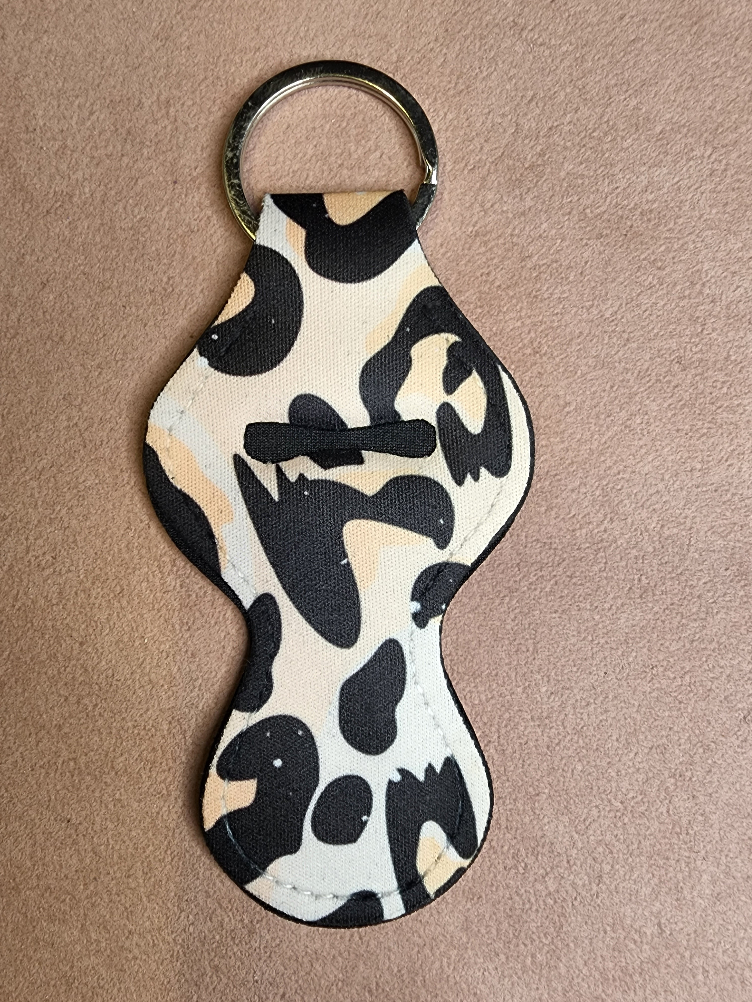 Cow meets Leopard Chapstick Holder Keychain