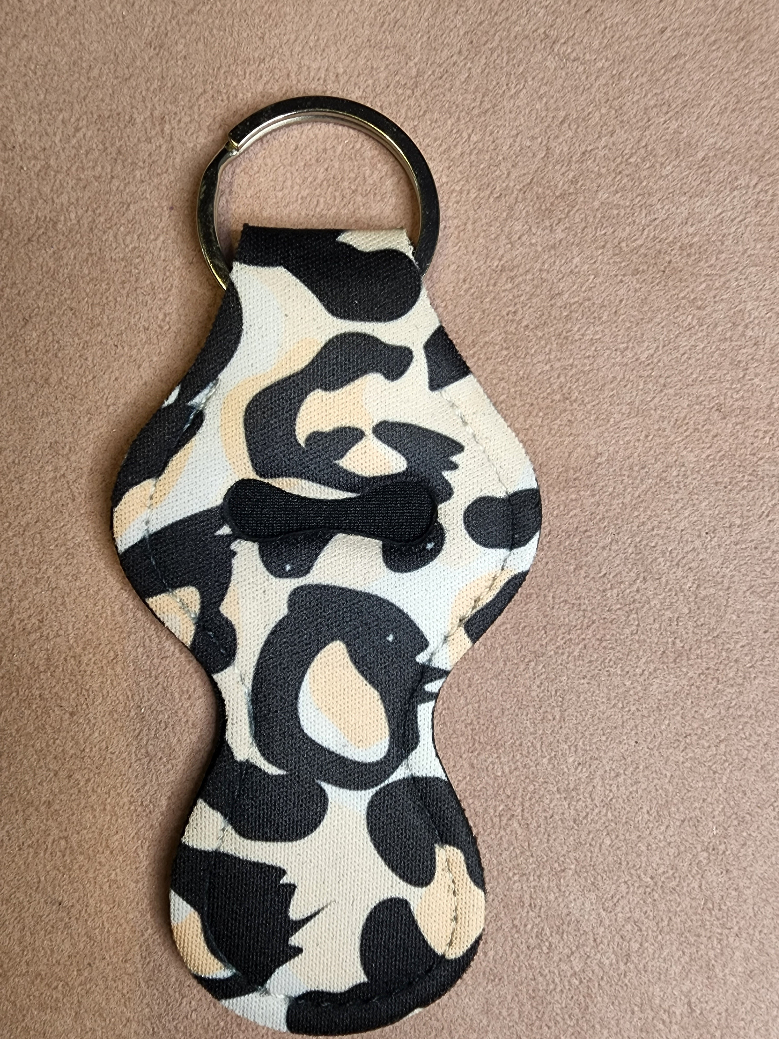 Cow meets Leopard Chapstick Holder Keychain