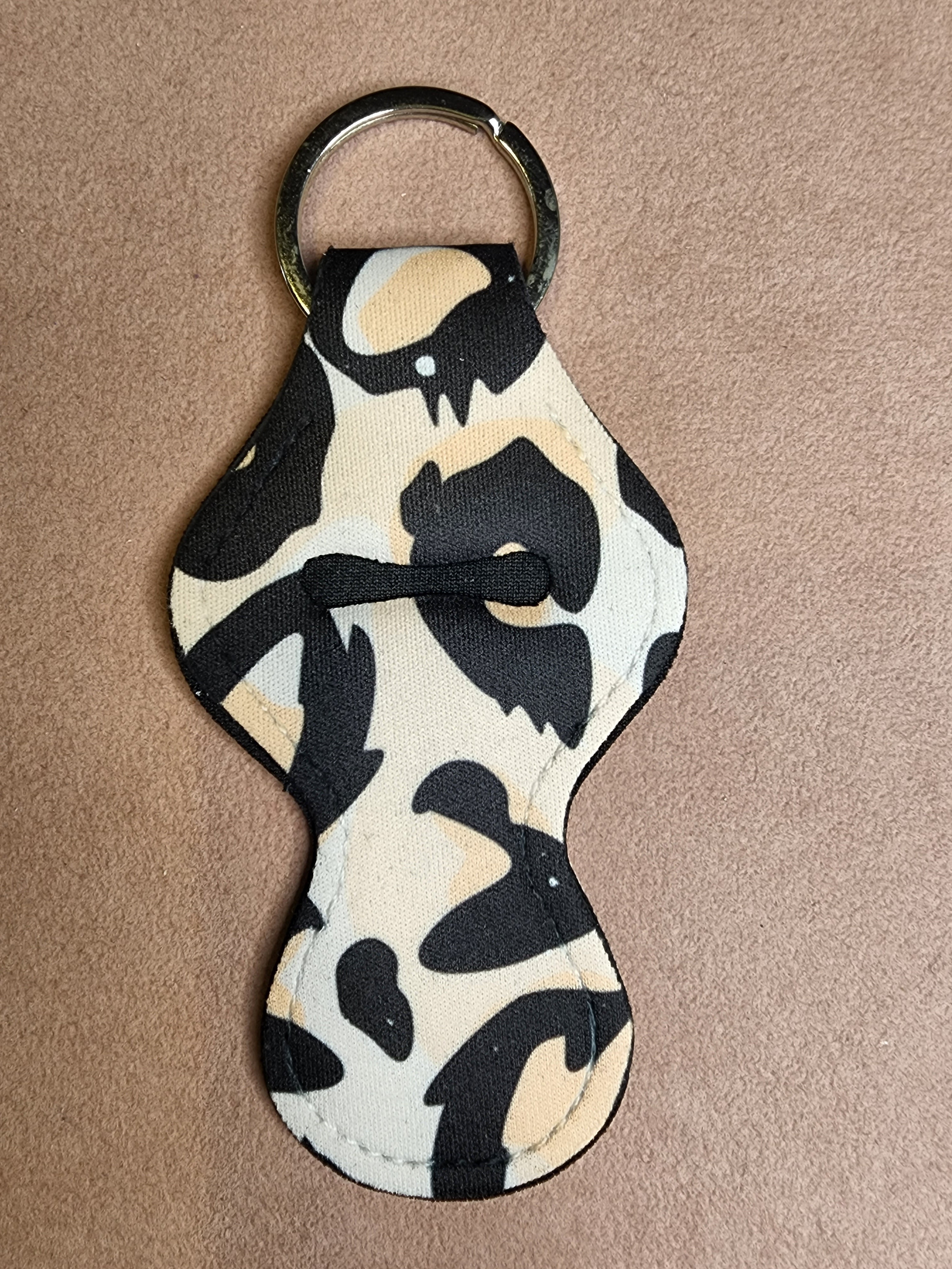 Cow meets Leopard Chapstick Holder Keychain