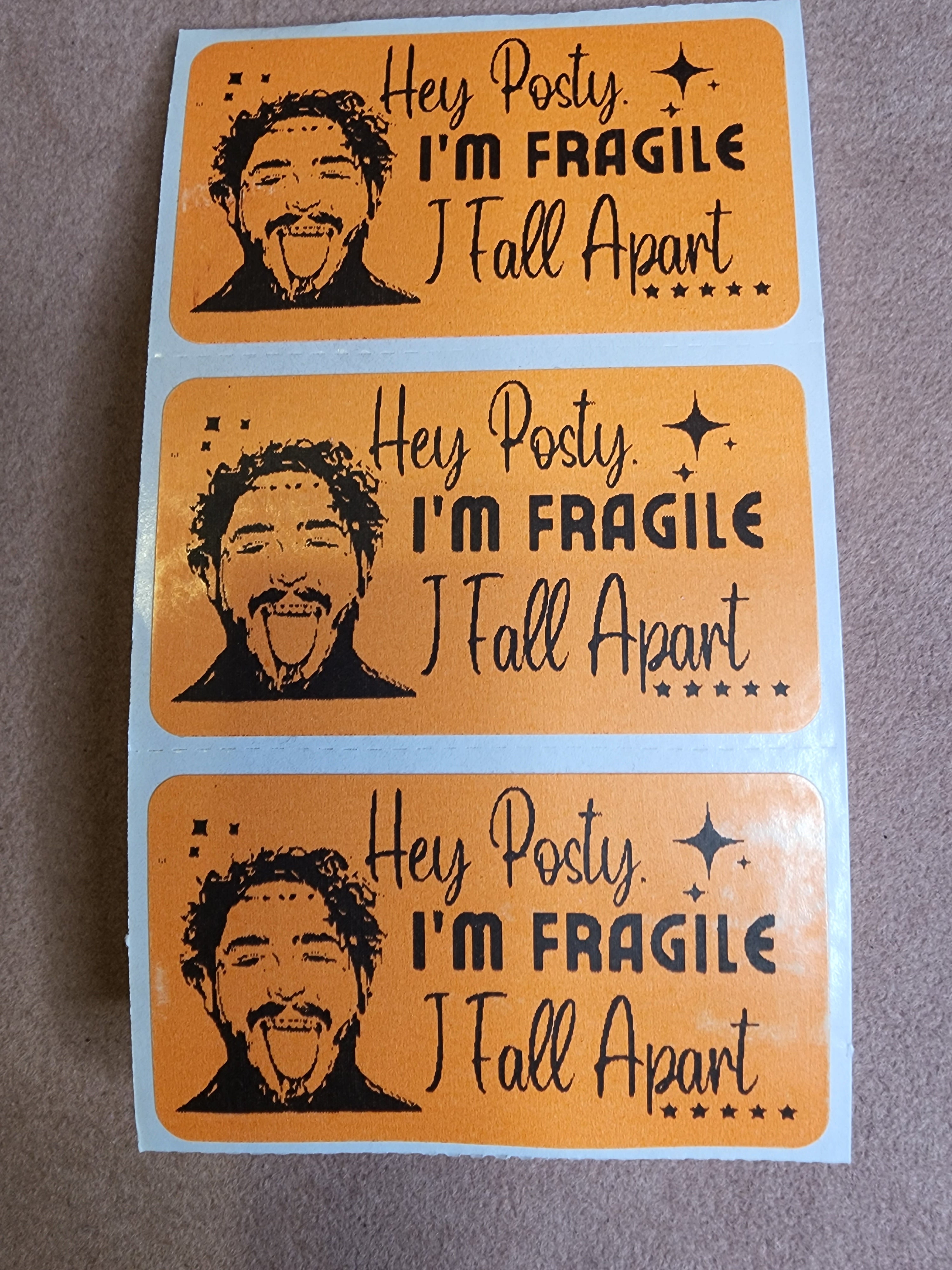 Hey Posty! I'm Fragile! Mail Stickers