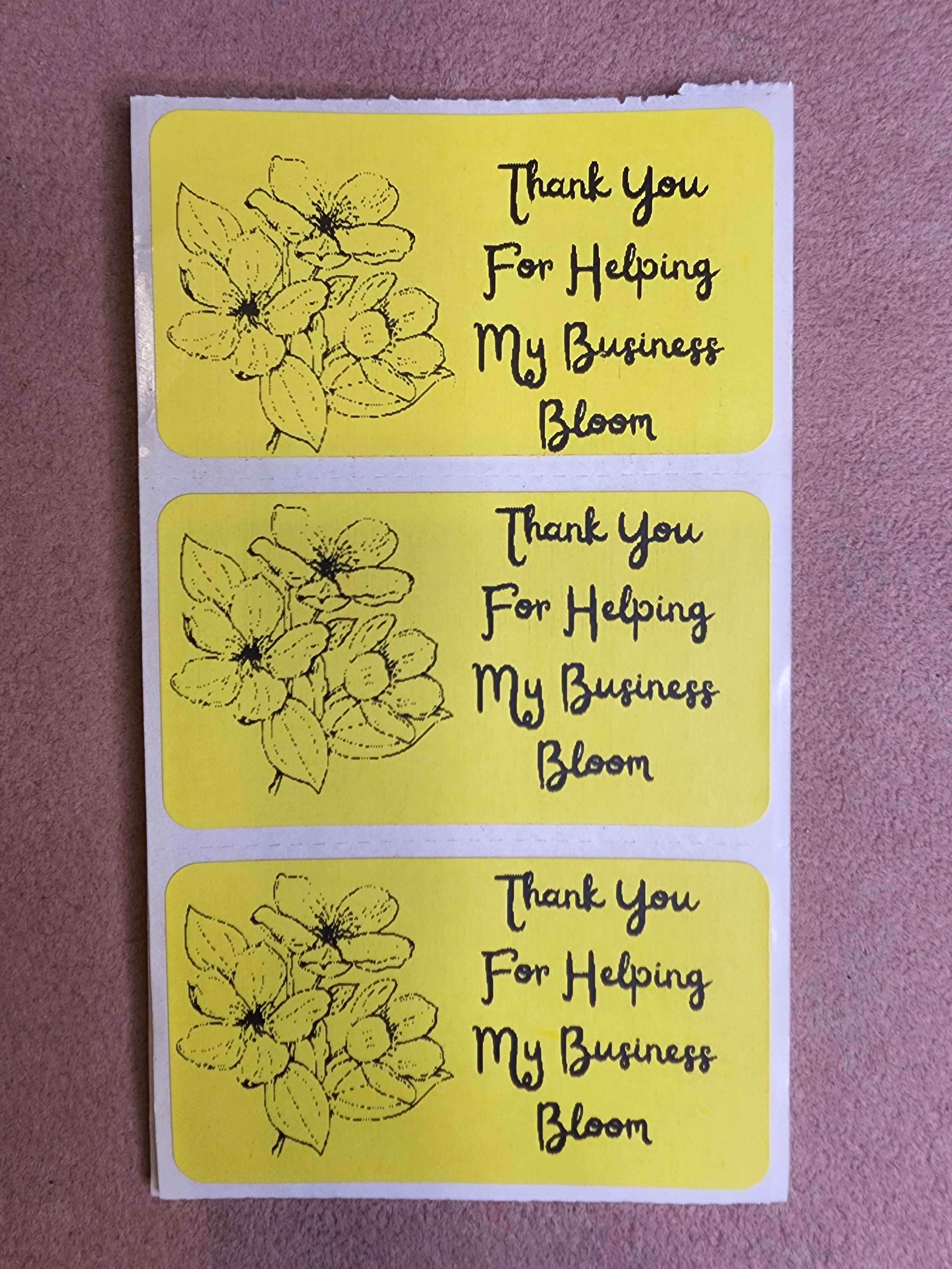 Thank you for helping my business Bloom! Mail Stickers