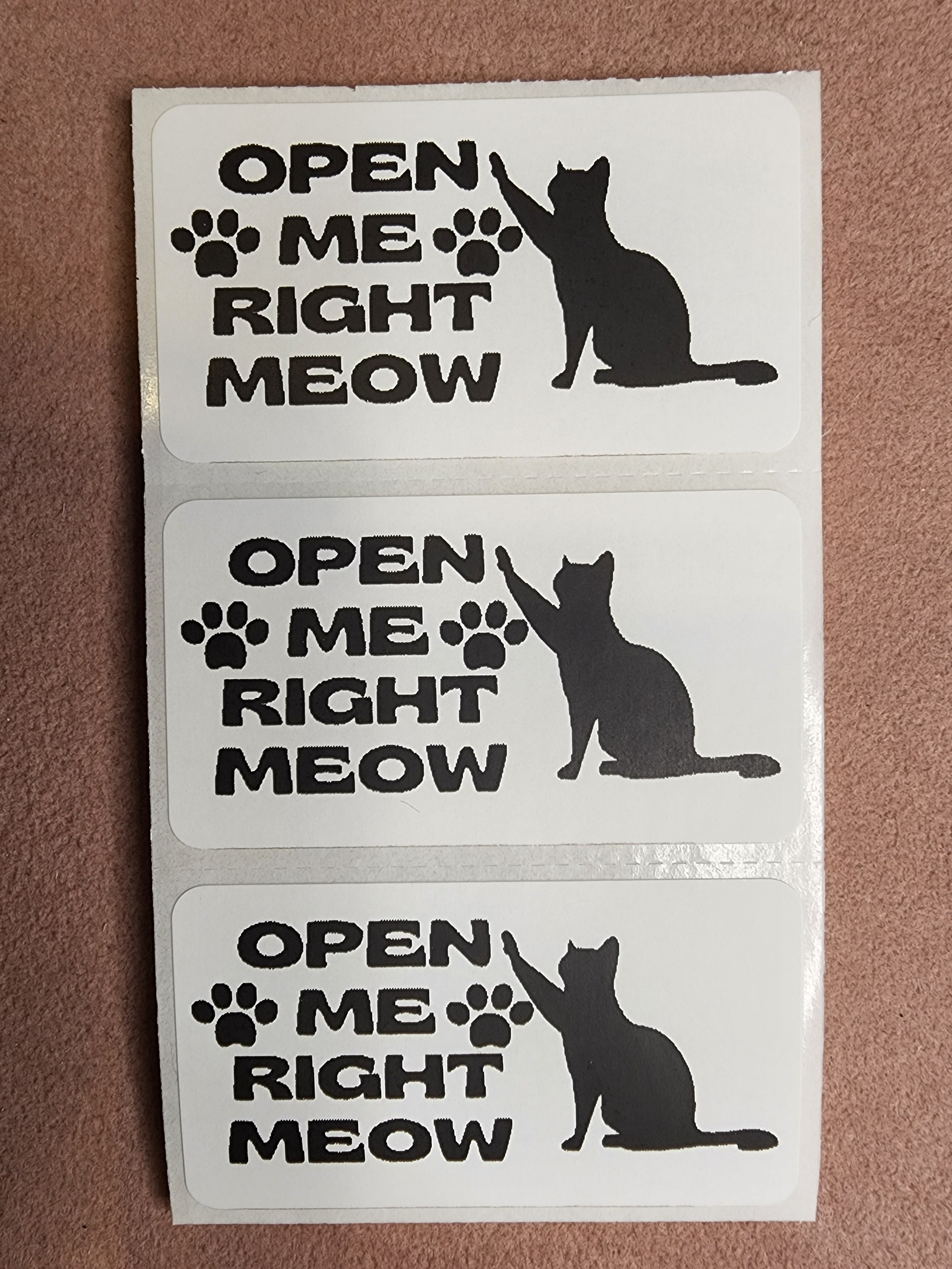 Open Me Right Meow! Mail Stickers