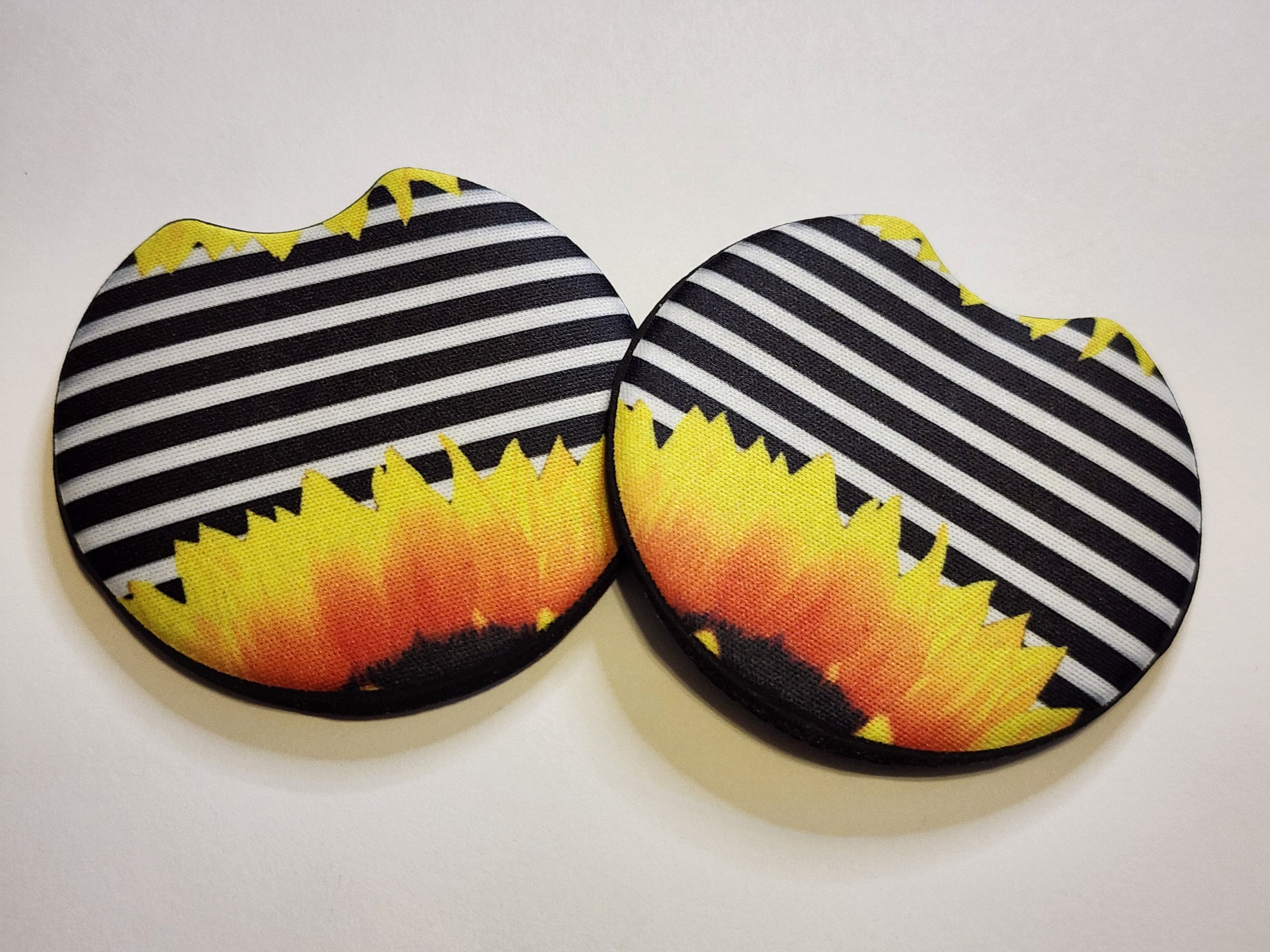 Stripes with Sunflowers Car Coasters