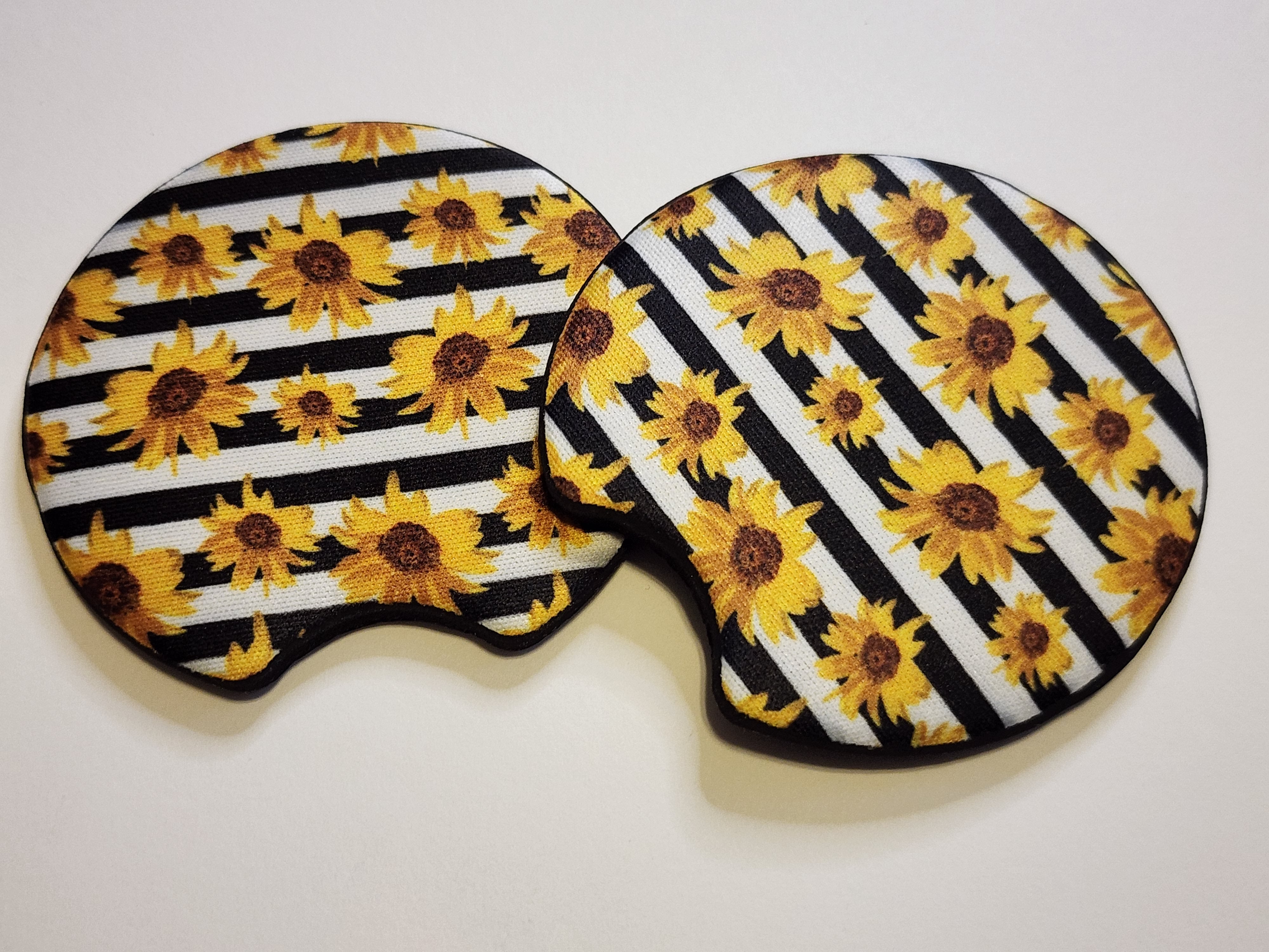 Stripes with Sunflowers Car Coasters