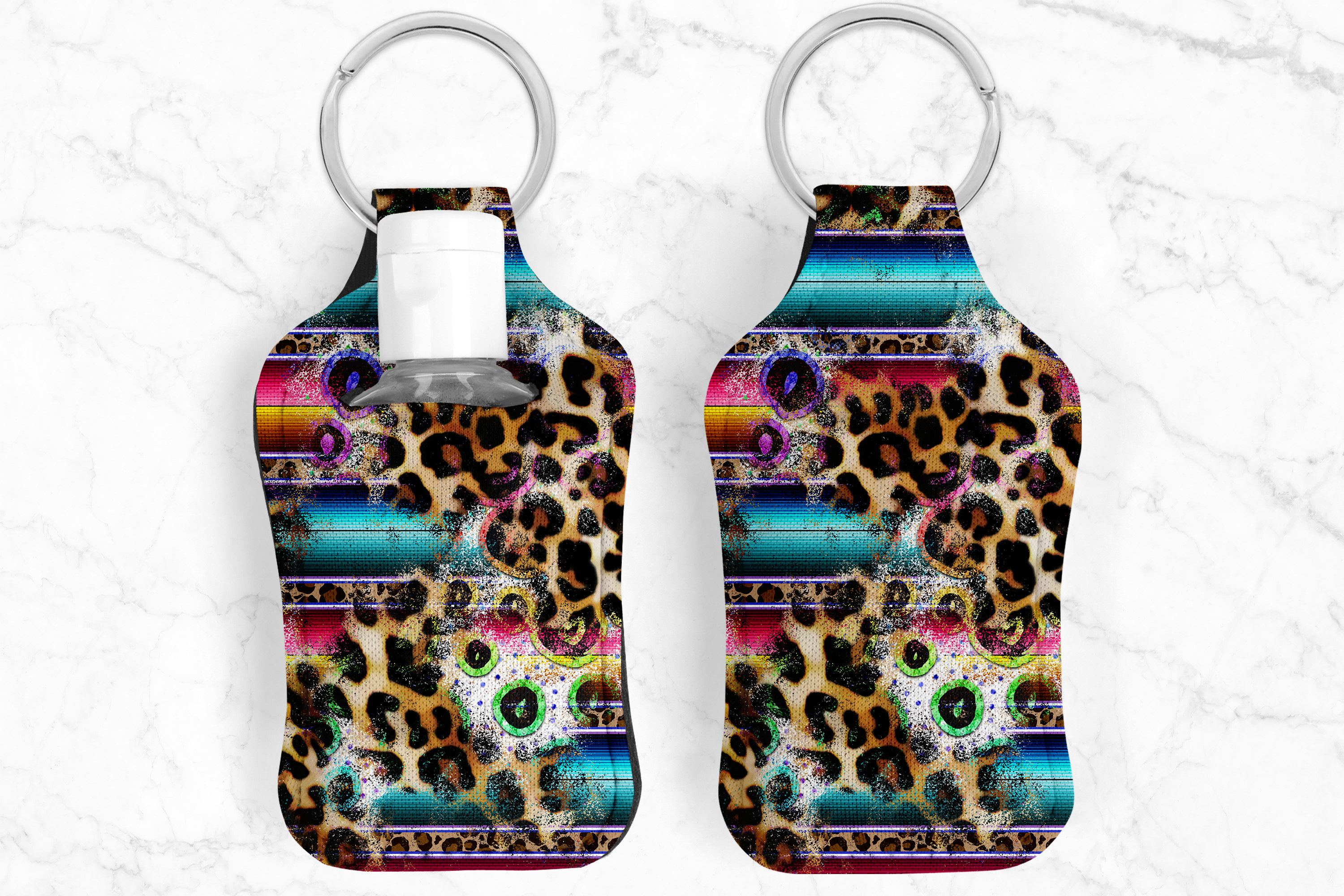 Serape Leopard Hand Sanitizer Keychain