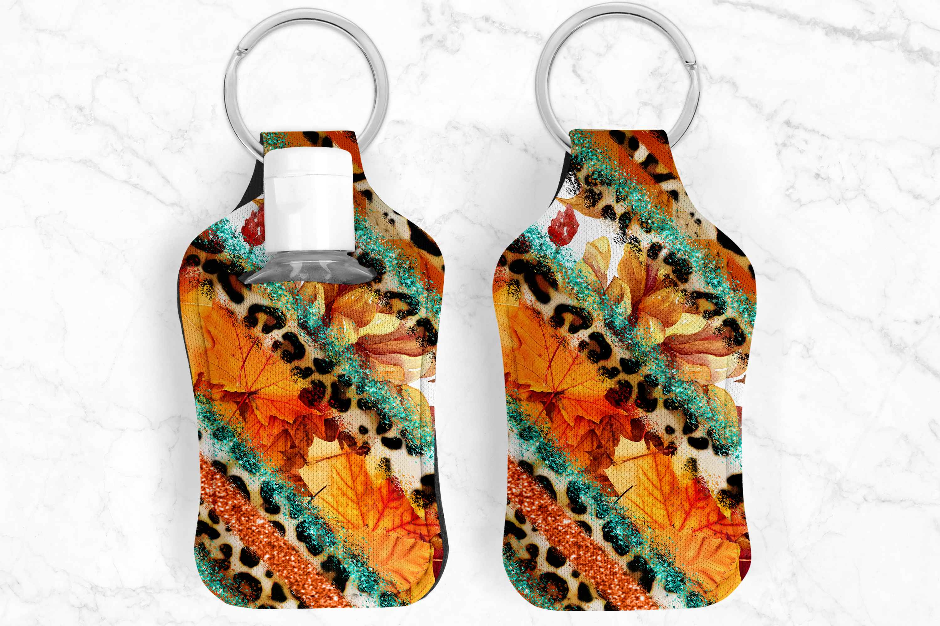 Leopard Leaves Hand Sanitizer Keychain